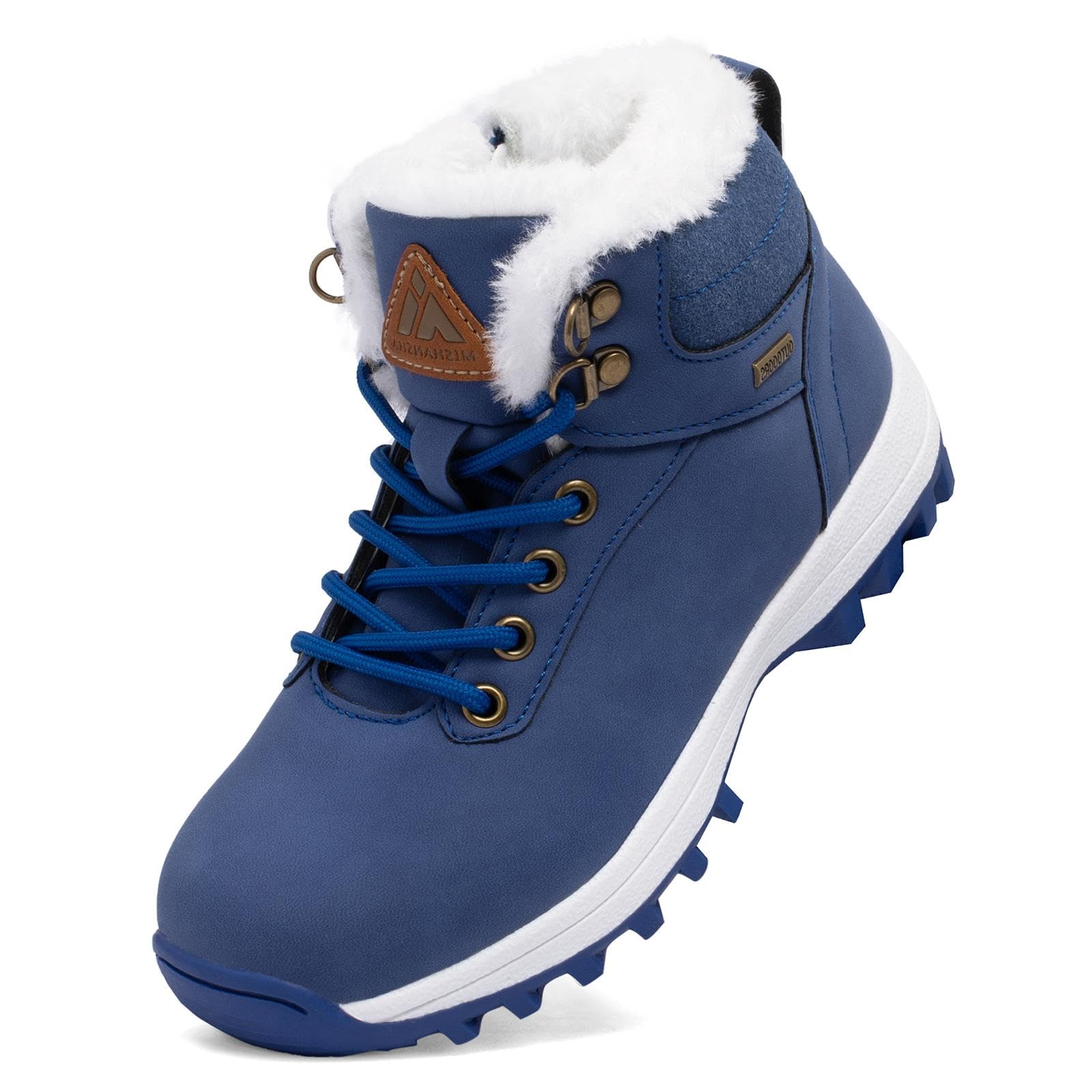【送料無料】[Mishansha] キッズ スノーブーツ 男の子 登山靴 防寒ブーツ 裏起毛 女の子 滑らない ジュニア トレッキングシューズ 冬用 アウトドア 通学 色：ブルー、サイズ：18.5 cm