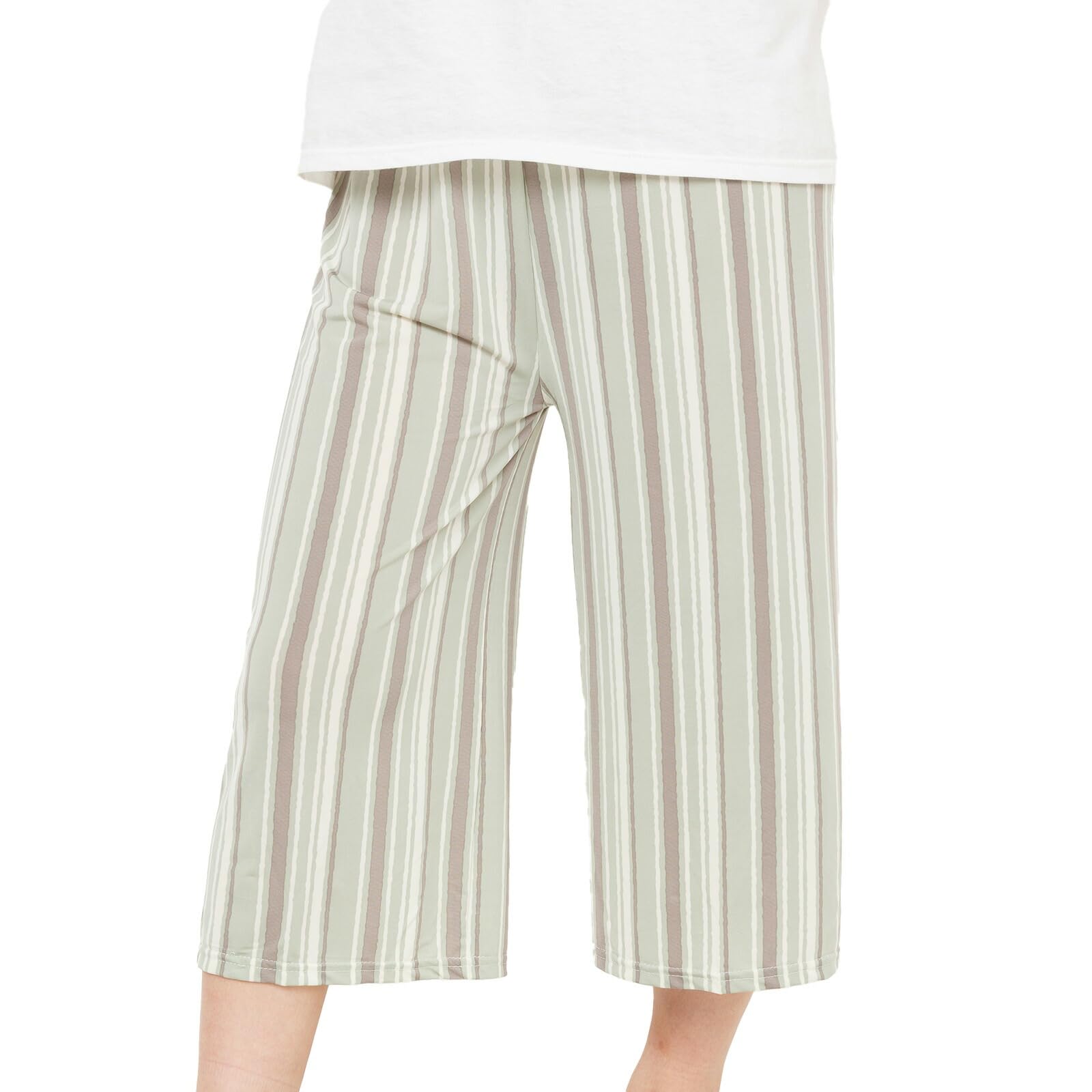 【送料無料】[Y's factory] ルームパンツ レディース 接触冷感 夏 涼しい ステテコ 七分丈 ウエストゴム ルームウェア ボトムス パンツ サラサラ素材 吸汗速乾 ゆったり シルエット 軽量 部屋着 ワンマイルウェア M-L/L-LL 色：デザインF、サイズ：L-LL