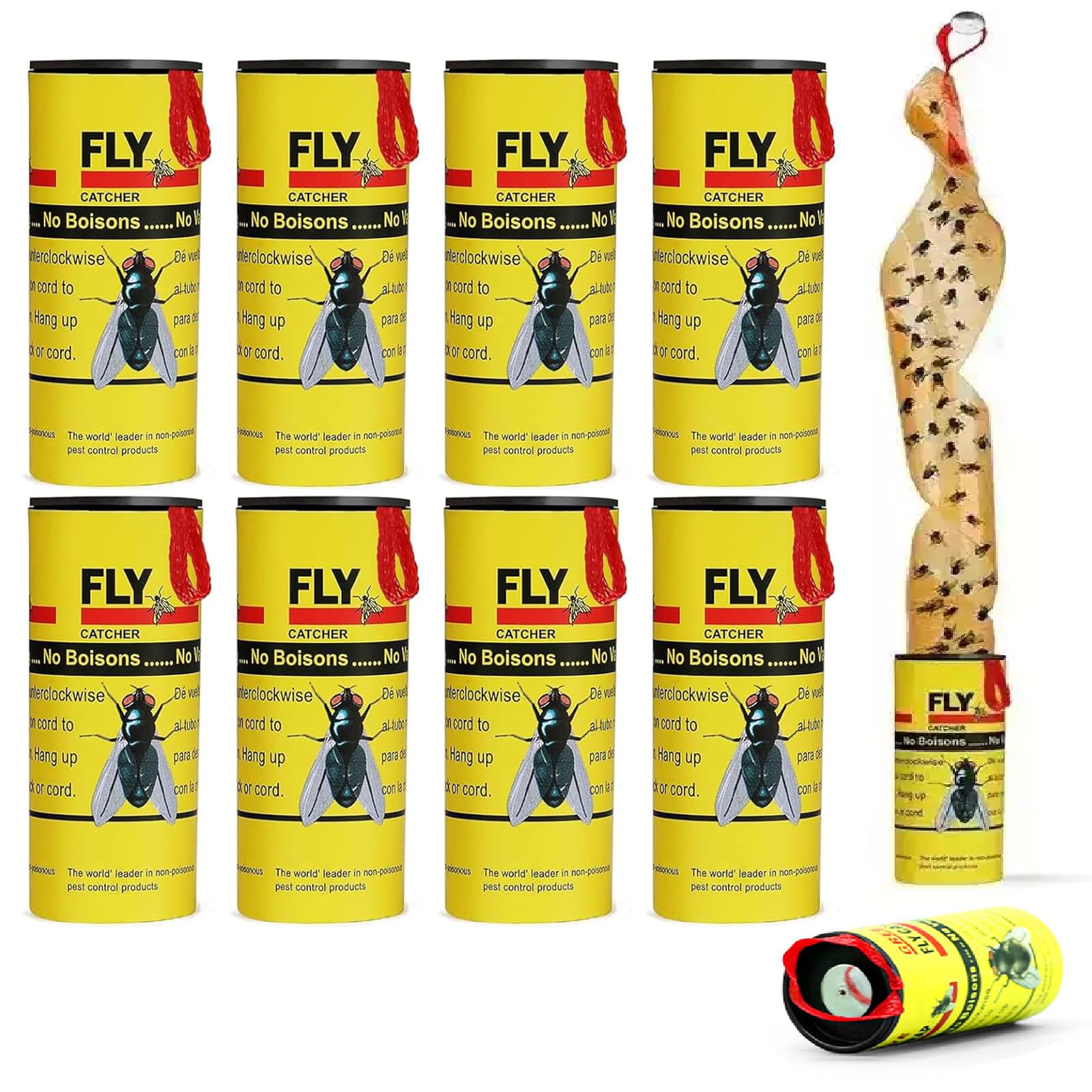 【送料無料】ハエ取りリ ボンタイプ 10個入 粘着式ハエ取り 吊るす スティッキーストリップ 粘着紙 強..