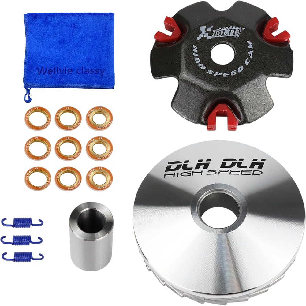 【送料無料】Wellvie classy ハイスピードプーリーセット スーパーDIO/ジョルノ/ジョーカー専用 (軸径12mm/14mm) 加速改善 3段階 ウエイト調整 強化スプリング付属 AF23/AF24/AF28/ZX対応 バイク用 [並行輸入品] サイズ：14mm