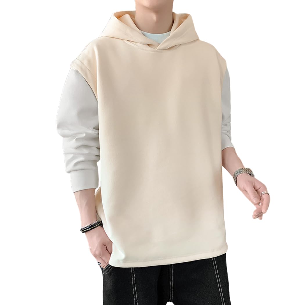 【送料無料】[PenBille] パーカー メンズ 長袖 フード付 無地 シルエット カジュアル ハイクオリティー アスレチック 春服 秋服 冬服 プルオーバー ゆったり 人気 かっこいい シンプル ハイクオリティ 色：#130-カーキ、サイズ：M