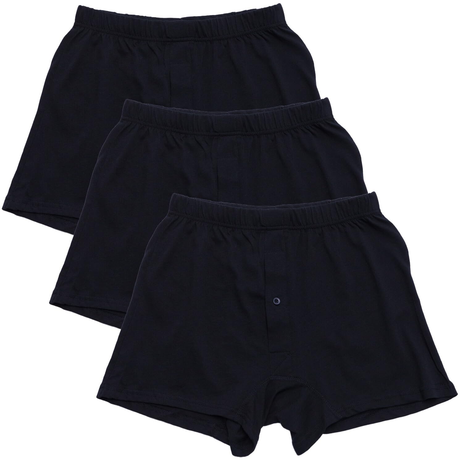 【送料無料】[Y's factory] ニットトランクス 綿100% やわらか肌着 抗菌防臭加工 前あき 3枚セット 下着 アンダーウエア 色：ブラック3枚セット、サイズ：M