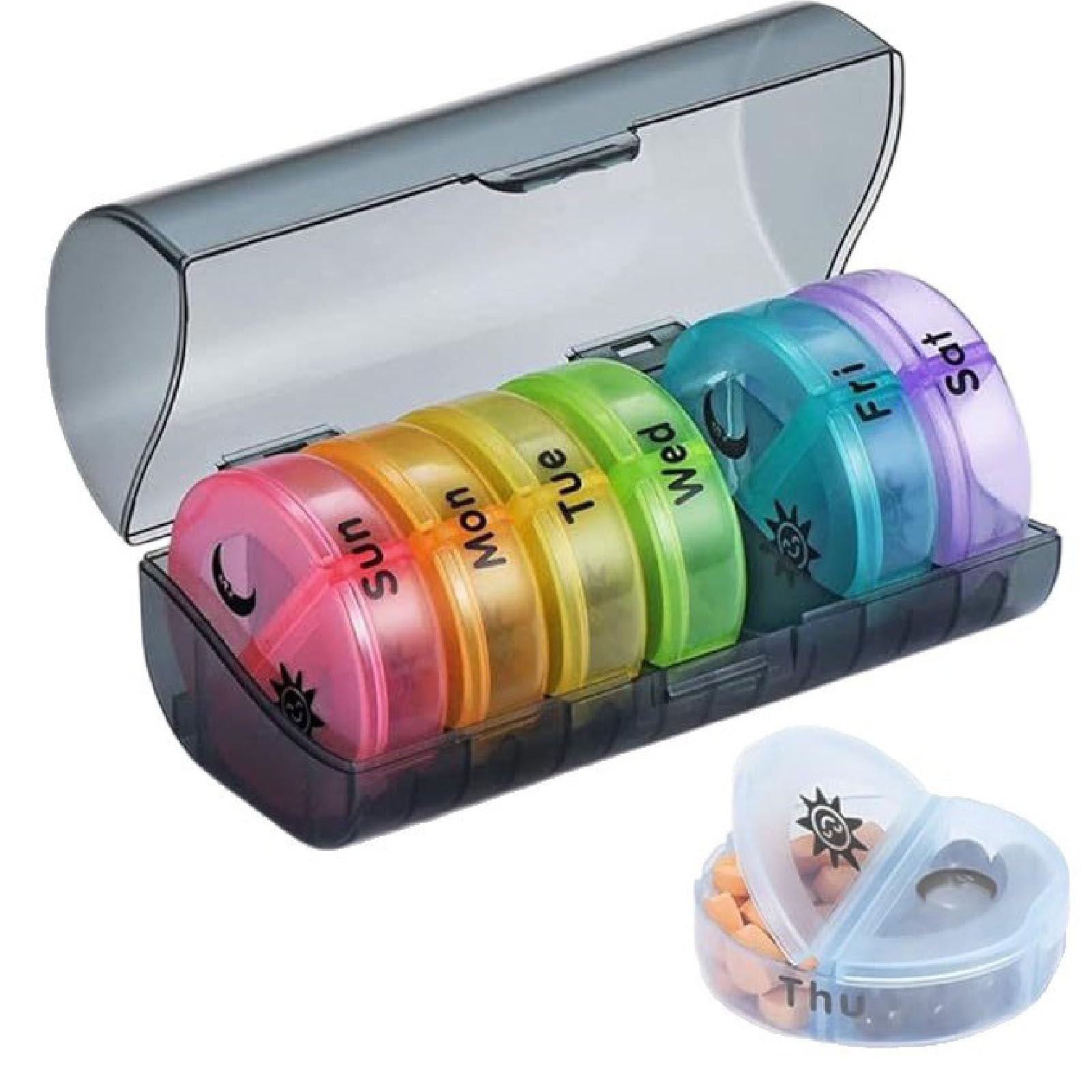 【送料無料】SensaBliss ピルケース 1 週間 1日2 回 朝晩分 薬ケース 携帯用 大容量 防湿密閉 飲み忘れ..