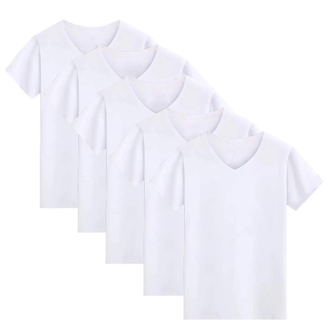 【送料無料】[NCFBAG] インナーシャツ メンズ Tシャツ 半袖 吸水速乾 5枚組 肌着 無地 Vネック 防菌防臭 クセになる肌触り 対応 服 色：ホワイト、サイズ：L