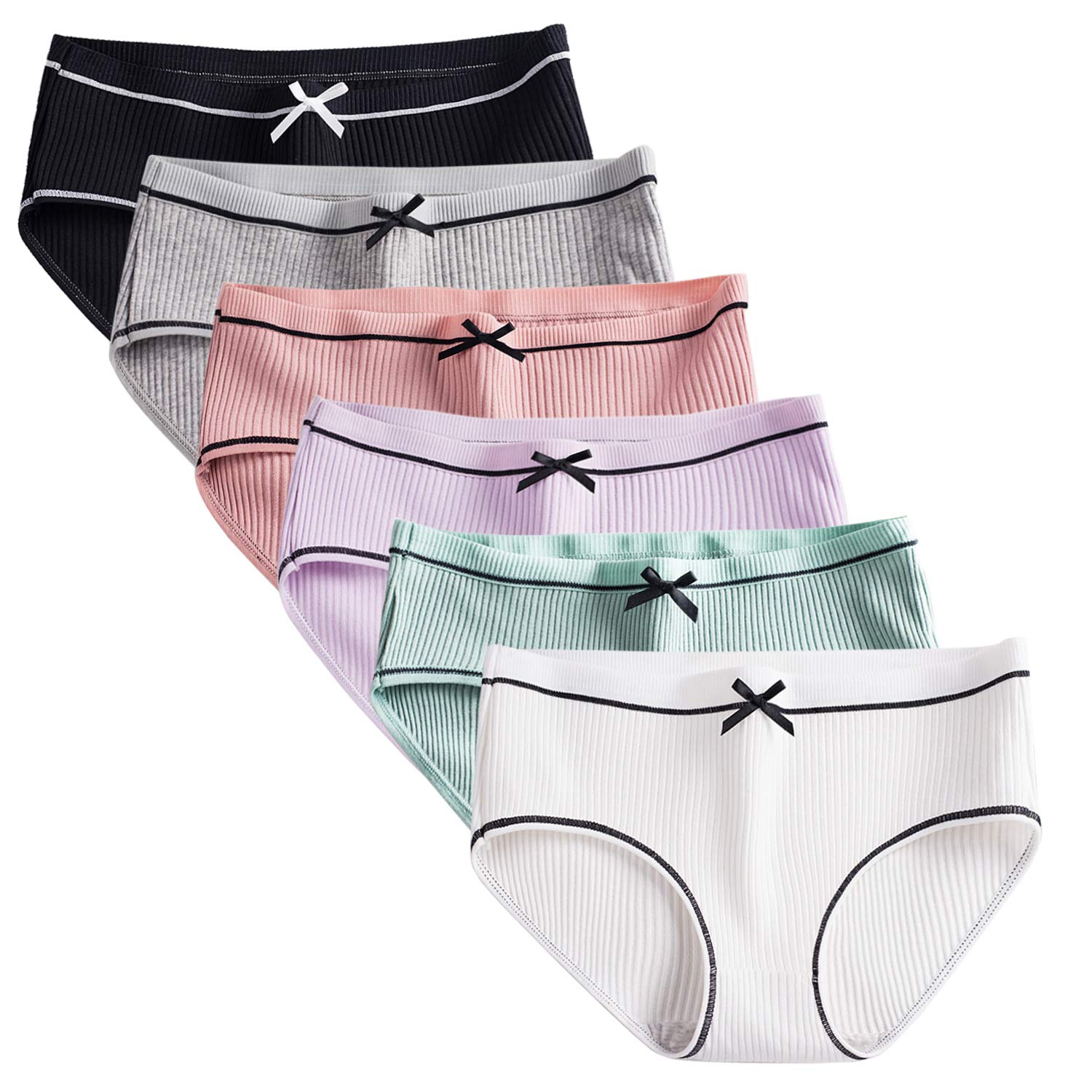 【送料無料】[MiraCool] ショーツ レディース 純綿 パンティ女性の下着 セット コットン生地 可愛 透気 快適 学生下着 レギュラーショーツ【6枚】 色：21#A組【6枚】、サイズ：L