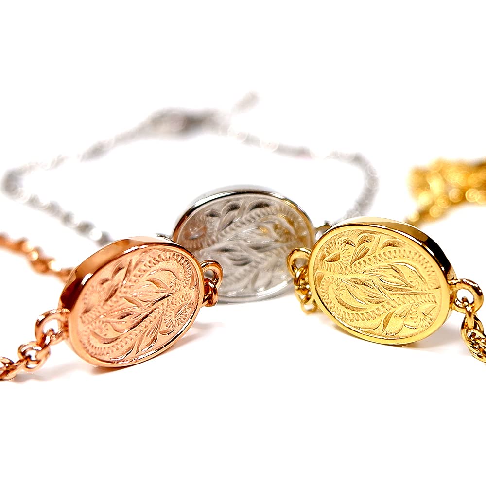 【送料無料】ハワイアンジュエリー ブレスレット コイン レディース メンズ スクロール 波 金属アレルギー対応 サージカル ステンレス プレゼント インスタ 色...