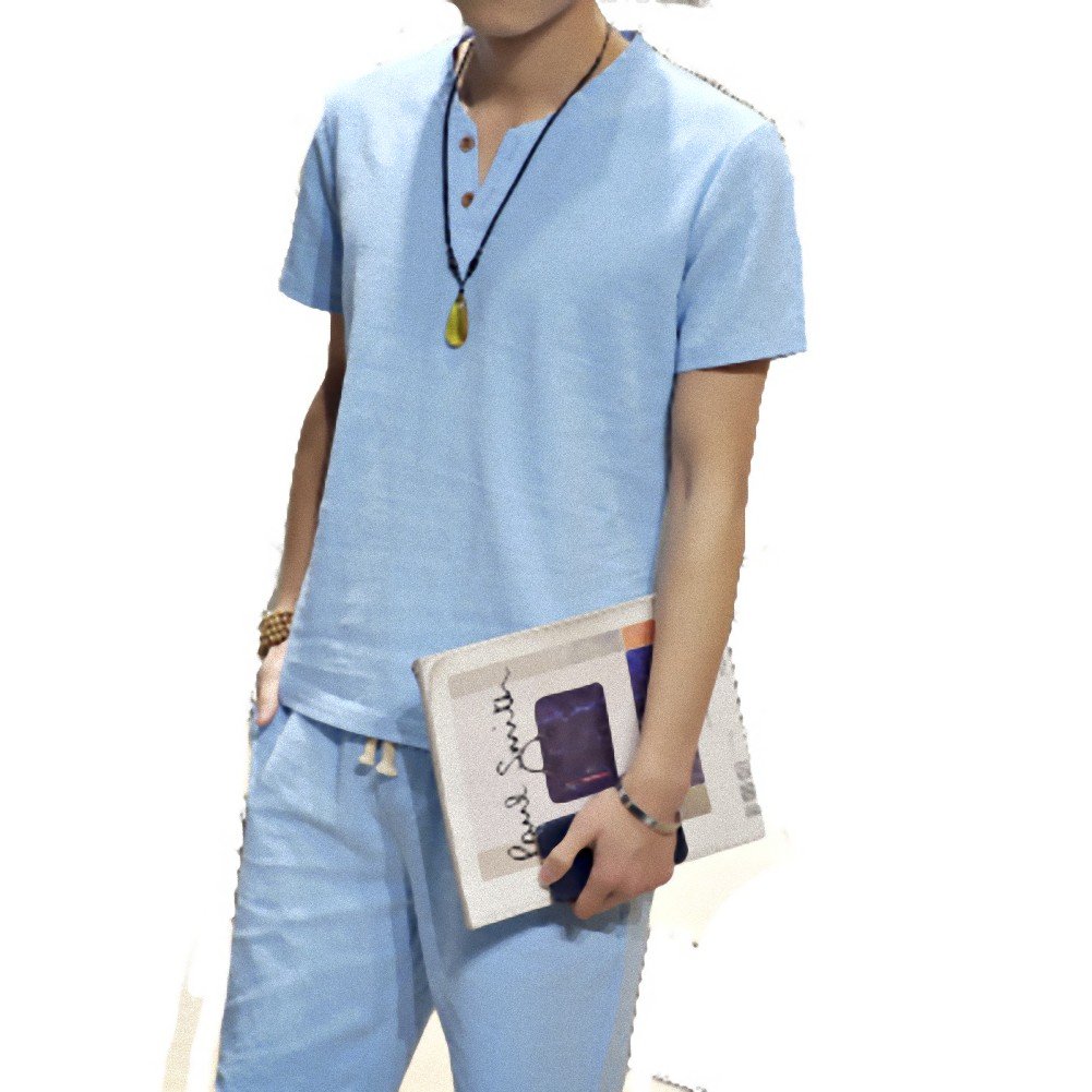 【送料無料】[Nail39] 無地柄 半袖シャツ ショートパンツ 上下セット メンズ 綿 速乾 クール シャツ ハ..