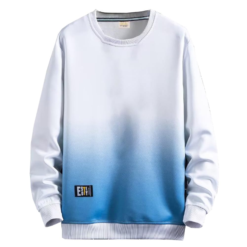 【送料無料】[KOTRBOY] 秋服 長袖 プルオーバー グラデーション Tシャツ メンズ ロングtシャツ 無地 おしゃれ 丸襟 大きいサイズ メンズ ファッション 柔らかい 色：100601-ホワイト、サイズ：XL