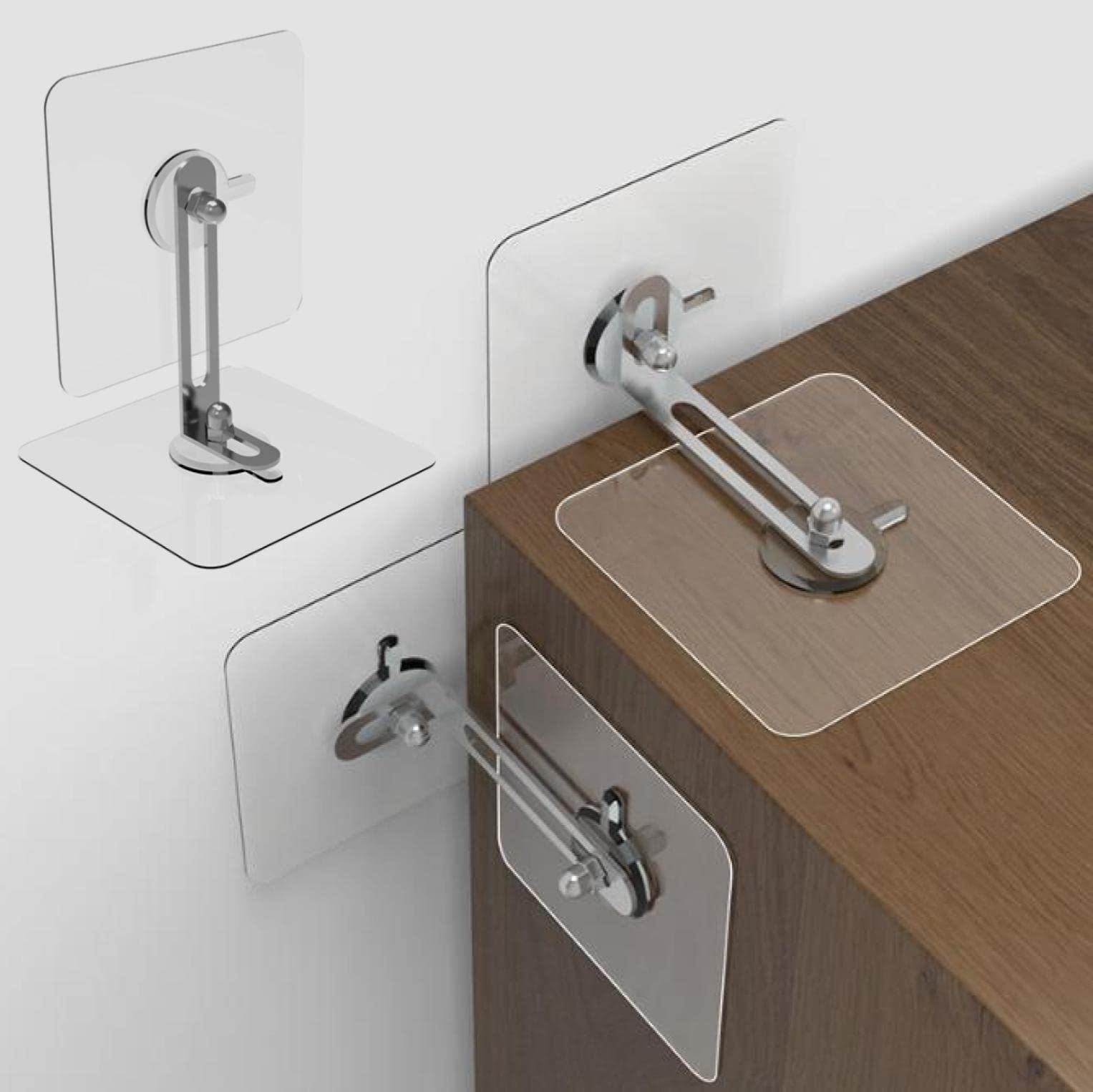 【送料無料】fogman 家具 転倒防止 穴開け不要 目立たない クリア 金具 棚 賃貸 地震対策 4組セット サイズ：金具6cm