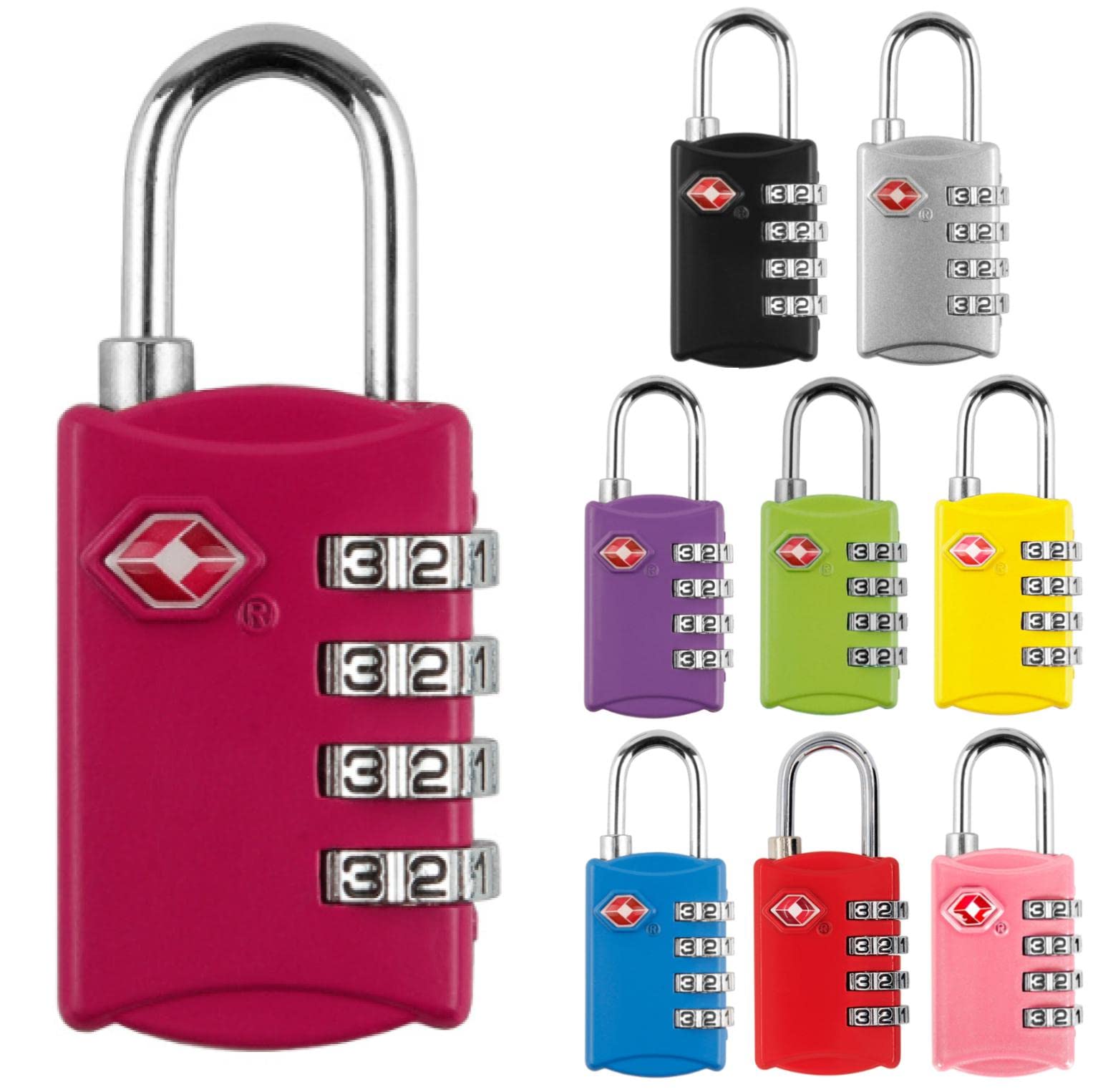 【送料無料】fogman TSAロック 南京錠 4桁 ダイヤル式 スーツケース 防犯 カラフル 選べる9色 色：バイ..
