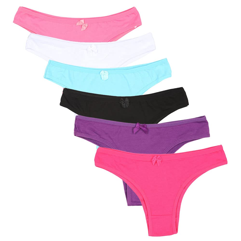 【送料無料】[Rokery] コットン レディース Tバック ソング tバックショーツ 綿 下着 女性 無縫製 ひびきにくい ローウェスト ショーツ ストレッチ 6枚セット 色：ソリッドカラー（6枚）、サイズ：LL