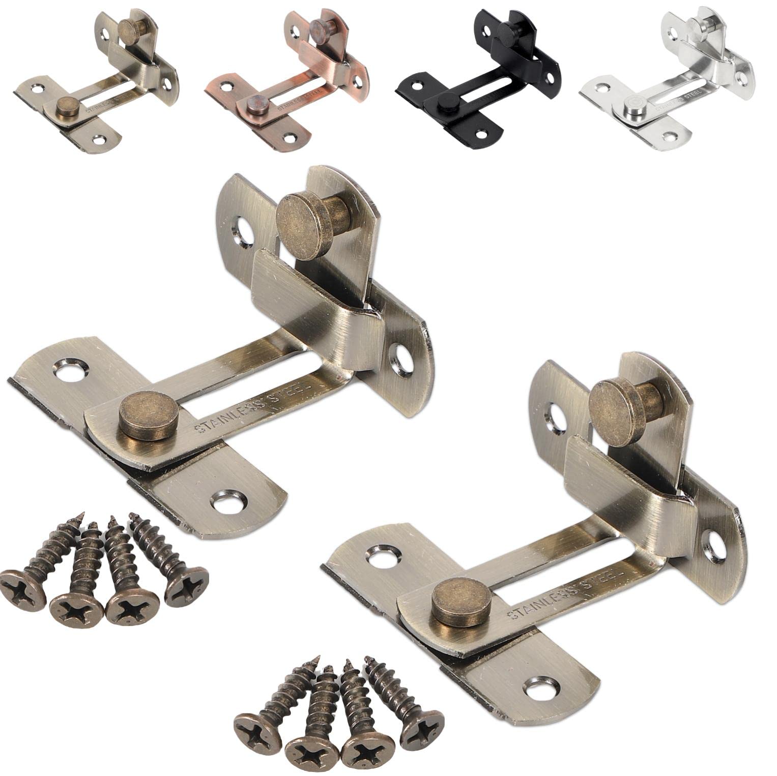 【送料無料】fogman ドアバックル 90度 引き戸 鍵 ロック 直角 選べるカラー 選べるサイズ 2個セット ..