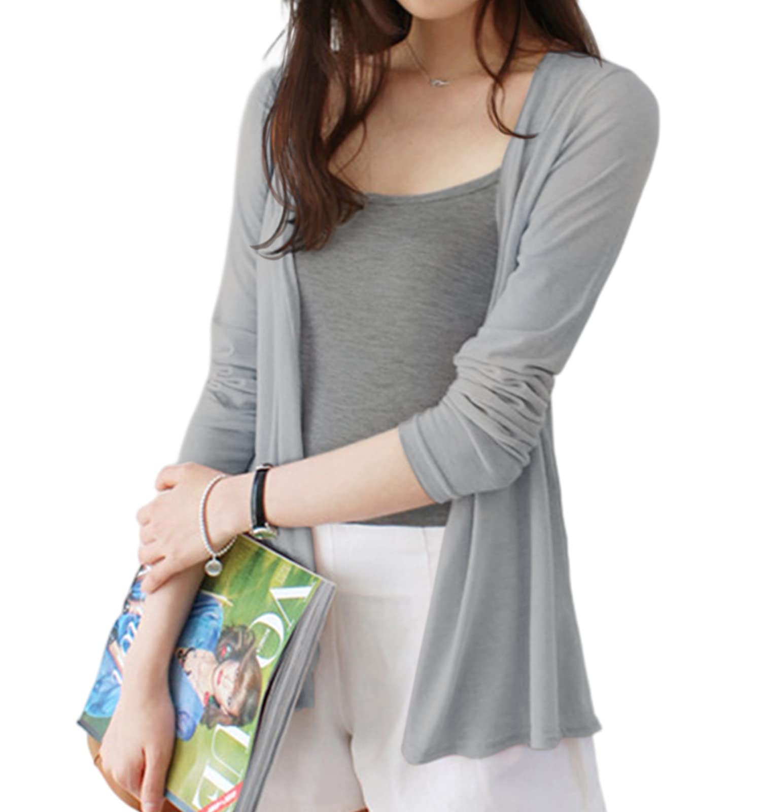 【送料無料】[BLANK BLANC] カーディガン 薄手 レディース ボタンレス サマーニット 冷房対策 5色展開 ..