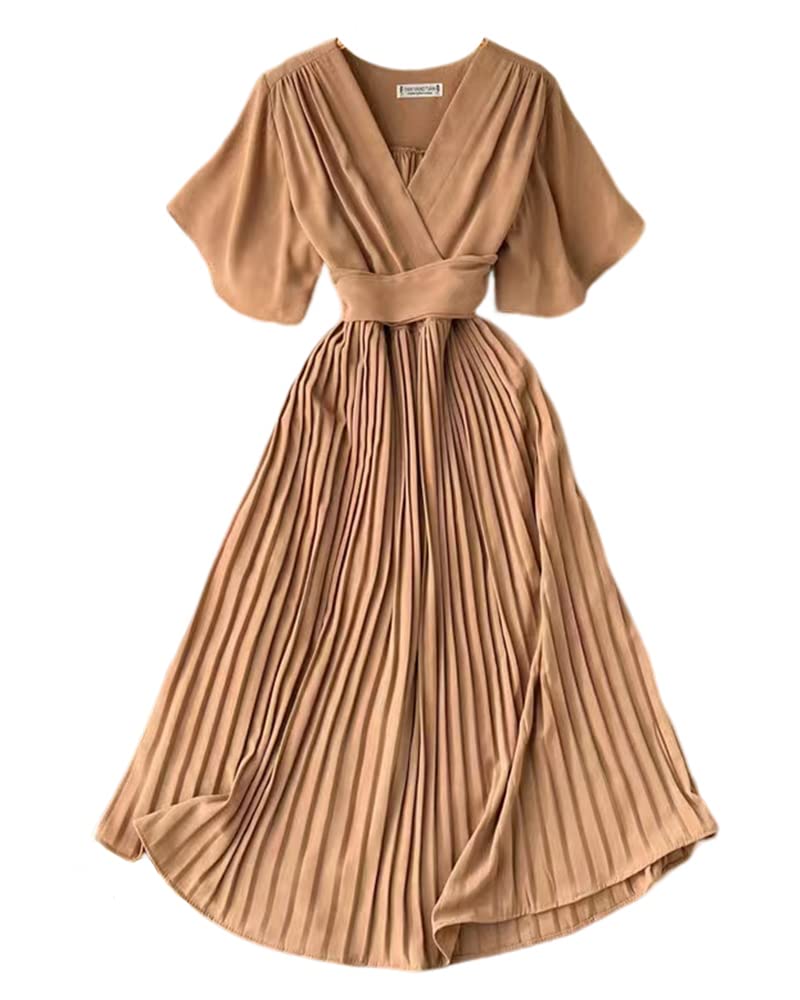 【送料無料】[Collecala] 夏ワンピース レディース大人ロングシャツワンピース プリーツスカート ミモ..