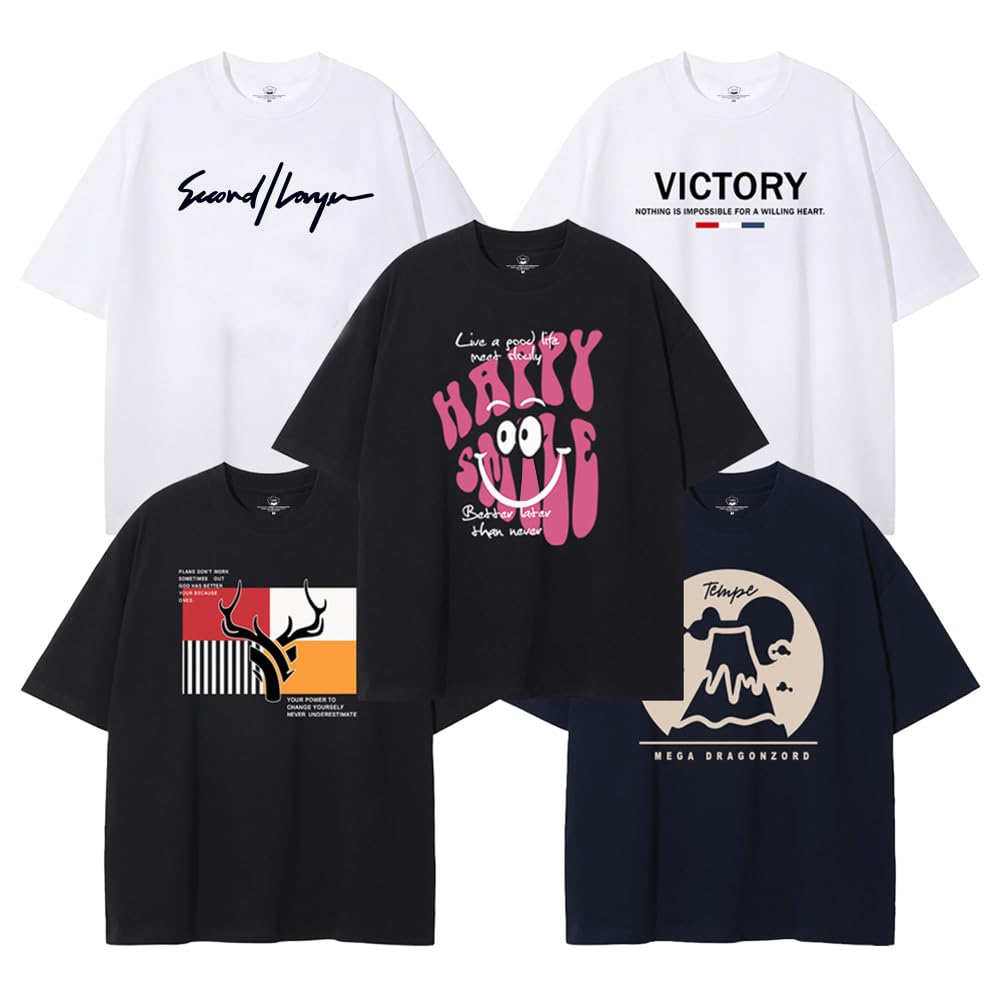 【送料無料】[AYISTELU] tシャツ メンズ 半袖 5枚組 大きい サイズ 綿100% プリント インナーシャツ メンズ 肌着 シャツ クルーネック ティーシャツ 下着 快適 カジュアル ファッション メンズ 服 春 夏 秋 冬 色：ミックスカラ、サイズ：L