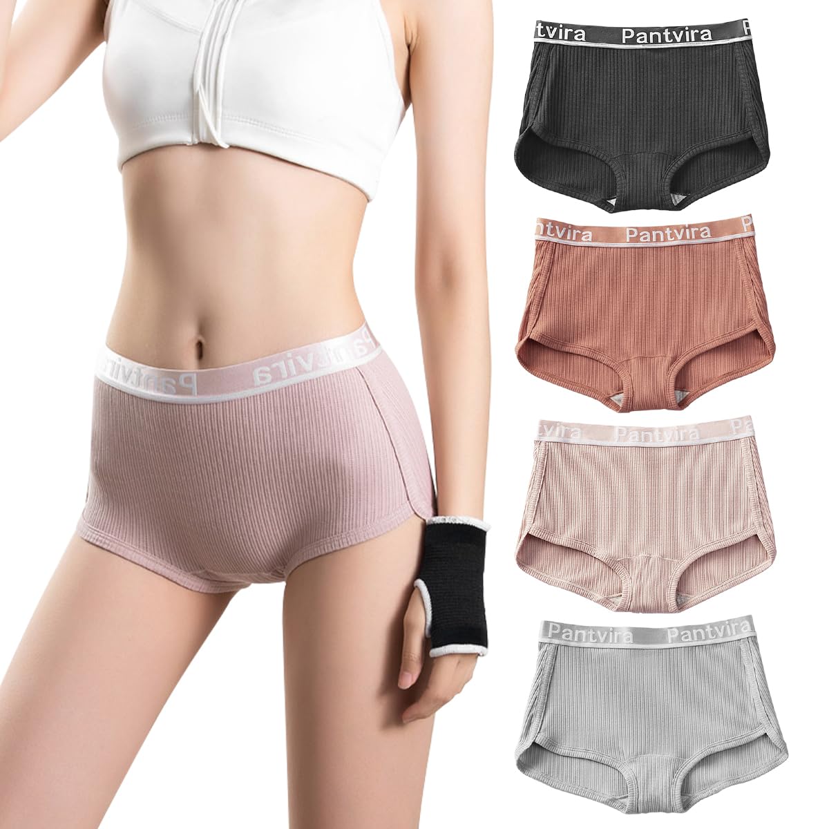 【送料無料】【OKEER】ボクサーショーツ ボーイレングス・ボクサー スポーツショーツ 純綿 吸汗 速乾 ストレッチ レディース 通気性（4枚セット） 色：5041#A組【4枚セット】、サイズ：L