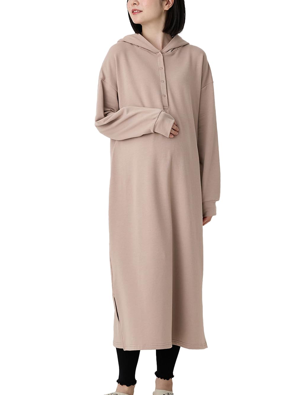 【送料無料】[ANGELIEBE エンジェリーベ] マタニティ パジャマ ワンピース マルチ WAY ストレッチ 長袖..