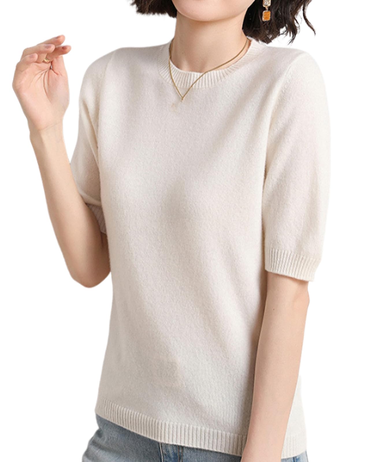 【送料無料】[BLANK BLANC] ニット サマー 半袖 レディース トップス オフィス きれいめ ニットtシャツ..