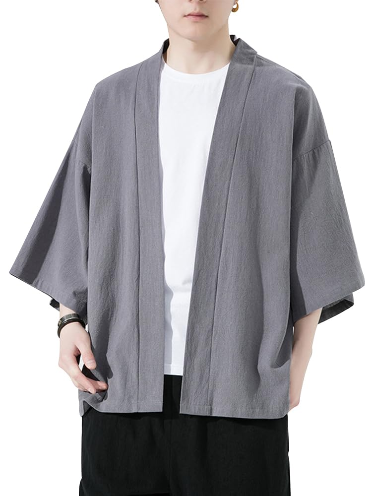 【送料無料】MDMYXJP 夏服 メンズ 和式カーディガン 七分袖 カーディガン 無地 和風 羽織 おしゃれ 軽..