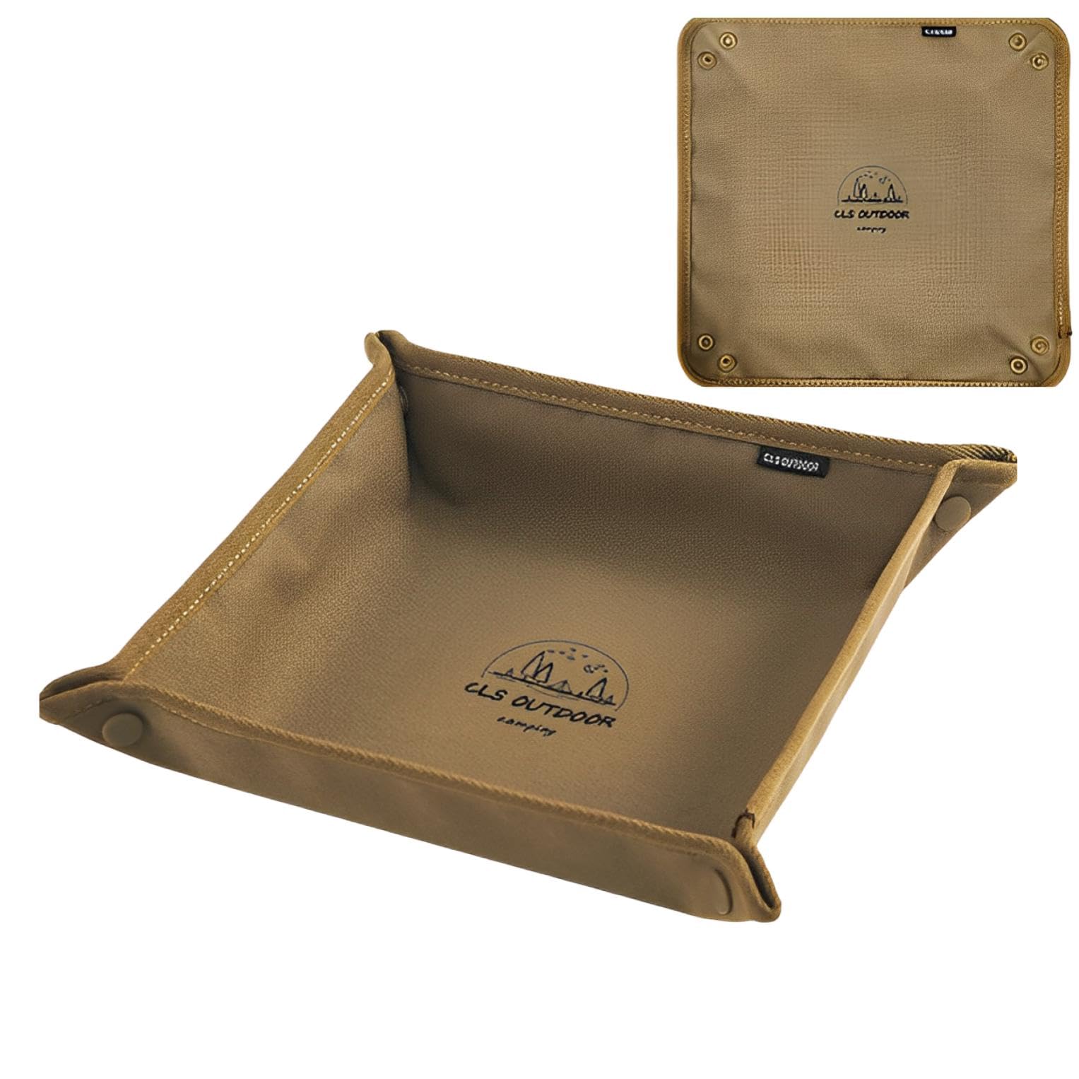 【送料無料】fogman マルチトレイ 小物入れ キャンプ アウトドア 雑貨 コンパクト 収納 防水 折りたたみ 色：カーキ、サイズ：25×25