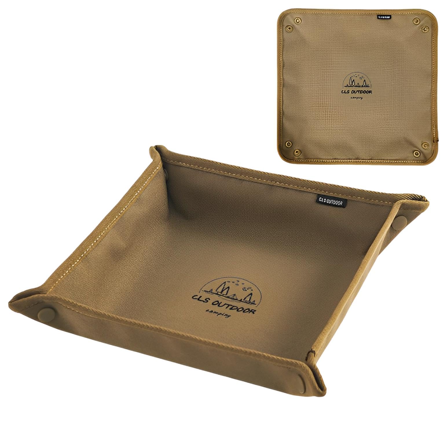 【送料無料】fogman マルチトレイ 小物入れ キャンプ アウトドア 雑貨 コンパクト 収納 防水 折りたたみ 色：カーキ、サイズ：30×30