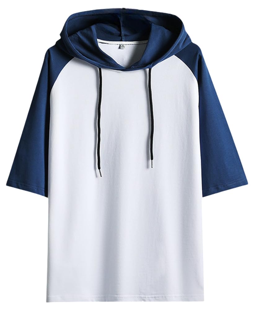 【送料無料】[AYISTELU] パーカー メンズ 半袖 おしゃれ ゆったり 大きいサイズ フード付き 夏服 Tシャツ 無地 プルオーバー メンズ服 カジュアル 春夏秋 色：ホワイト、サイズ：2XL
