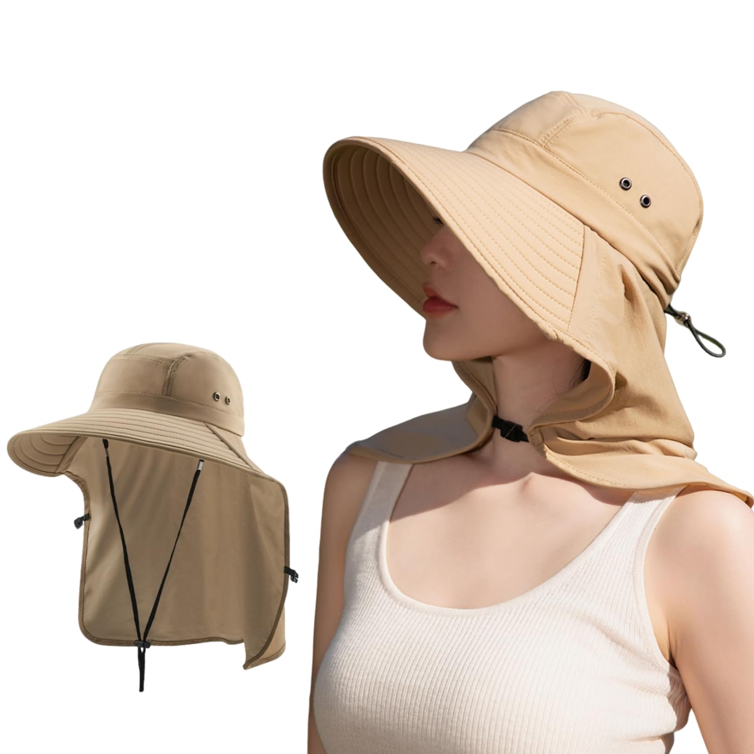 【送料無料】[SIAFEI] uvカット 帽子 日焼け防止 日除け帽子 レディース ガーデニング 帽子 首ガード ..