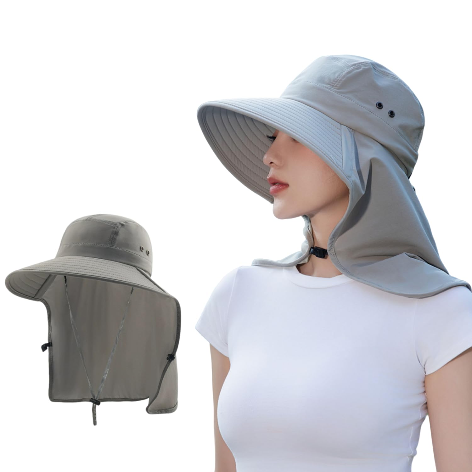 【送料無料】[SIAFEI] uvカット 帽子 日焼け防止 日除け帽子 レディース ガーデニング 帽子 首ガード ..