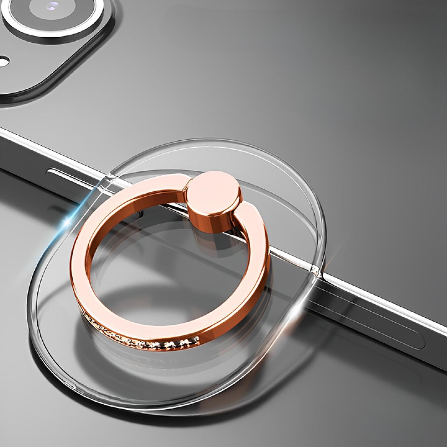 【送料無料】fogman スマホリング スマホスタンド ホールド 360度回転 持ちやすい 吸着 透明 クリア 色：楕円