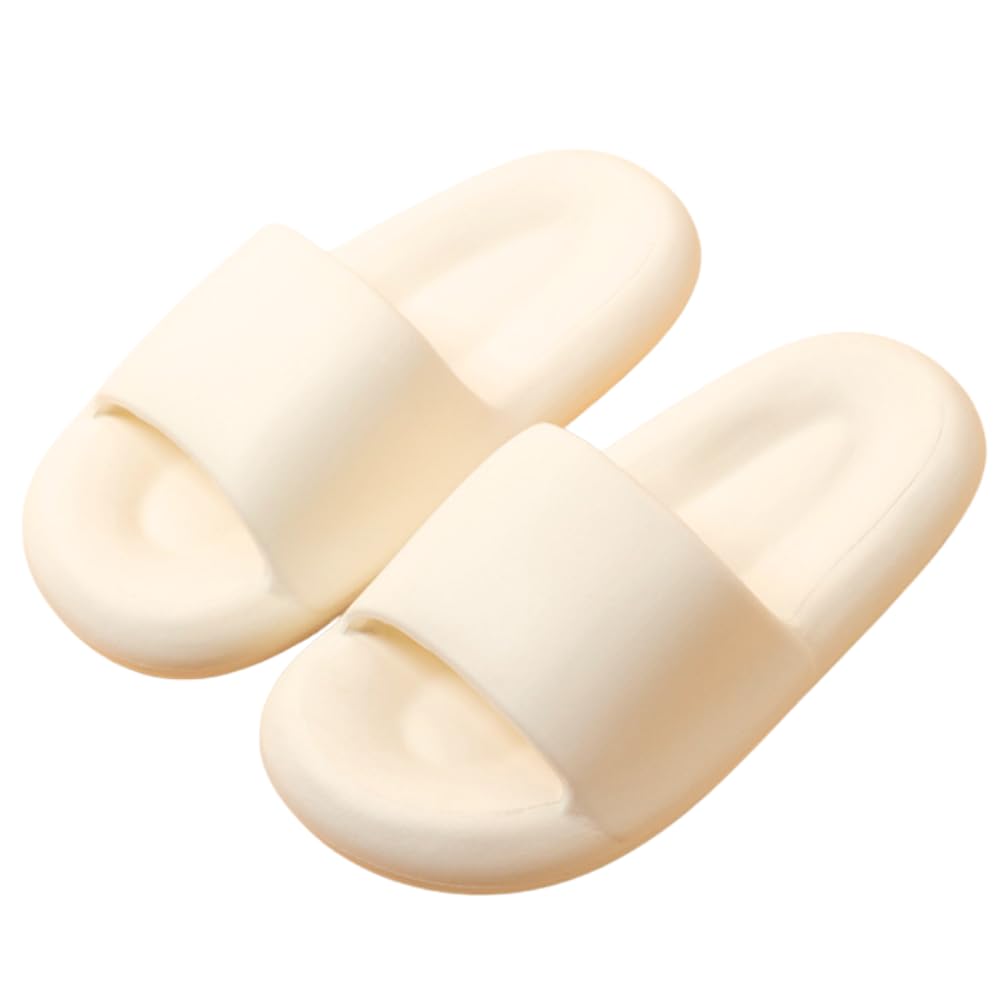 【送料無料】[ALVEIN] スリッパ サンダル マシュマロ ベランダサンダル ルームシューズ ユニセックス トイレ マカロン 厚底 室内 静音 EVA 滑りにくい もこもこ ふわふわ 柔軟性 通年 クッション性 来客用 色：オフホワイト、サイズ：26.0 cm