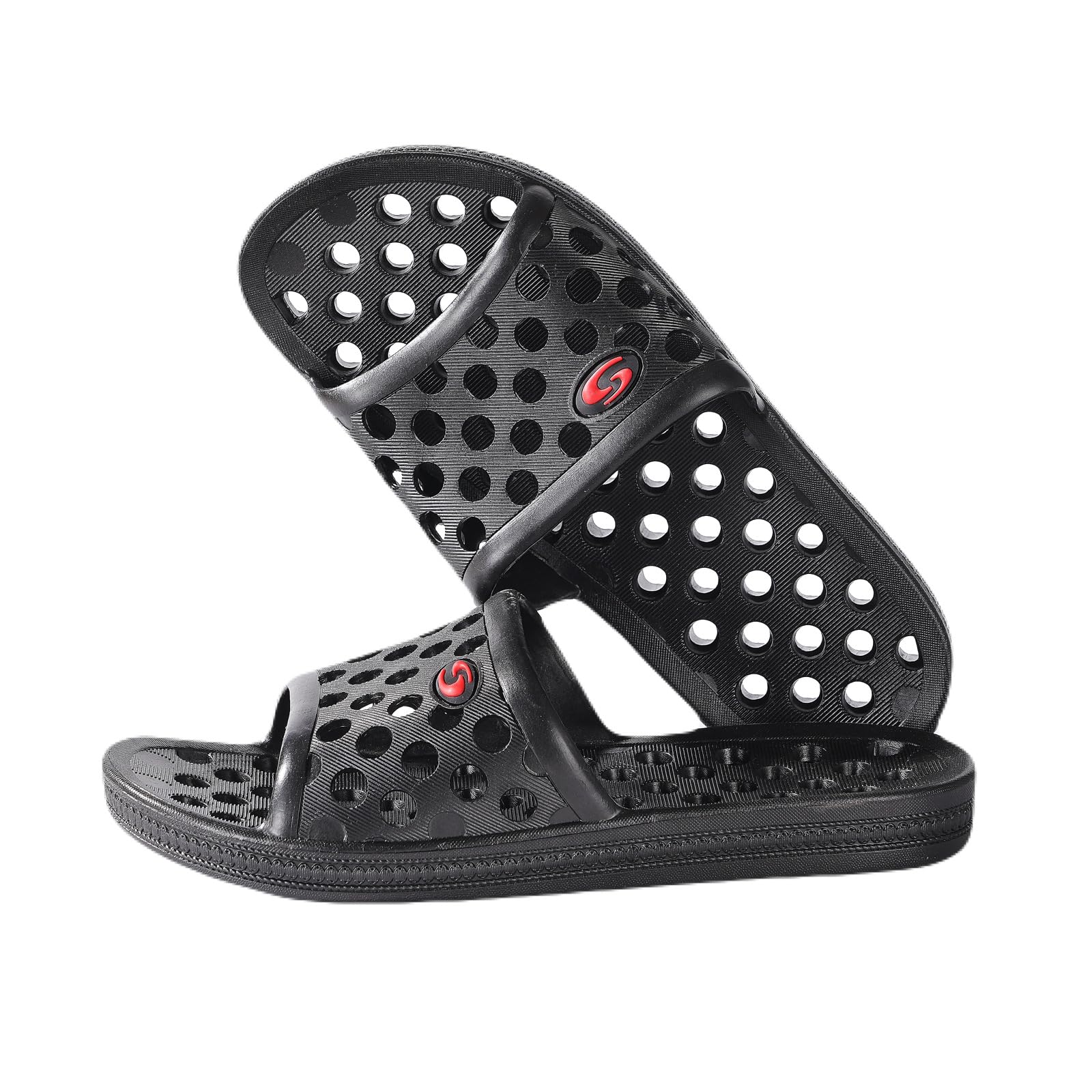 【送料無料】[ONESORA] ベランダサンダル 浴室サンダル 室内履き用 来客用 オフィス用 PVC素材 穴あきスリッパ 色：ブラック M 約26.5cm、サイズ：M