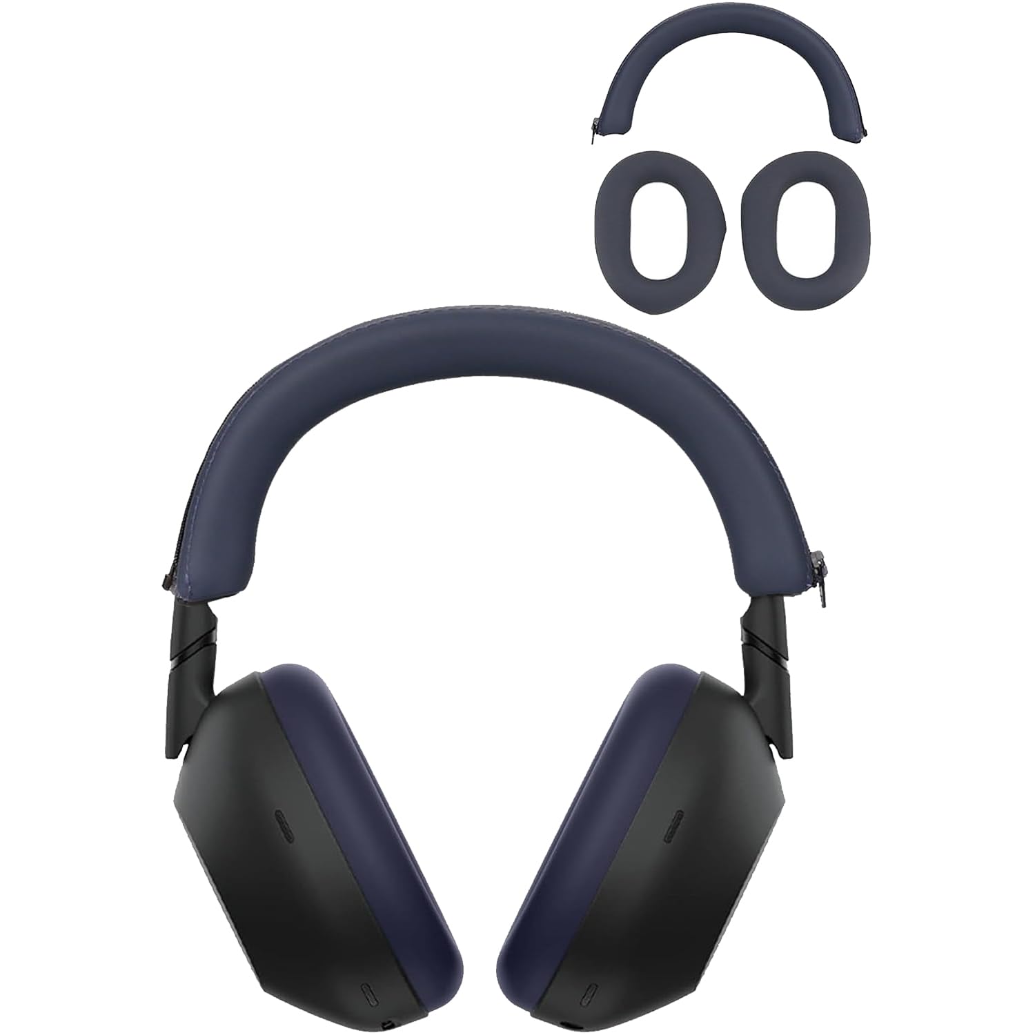 【送料無料】【BARDATS】For ソニー(SONY) WH-1000XM6 用 ケース (ジッパー ヘッドバンド カバー+イヤーキャップカバー) 柔らかい シリコン製 装着充電可能 全面保護 軽量 落下防止 防止 キズ防止 指紋防止 防水 耐衝撃 インイヤ 色：(ブルー)、サイズ：SONY WH-1000XM6