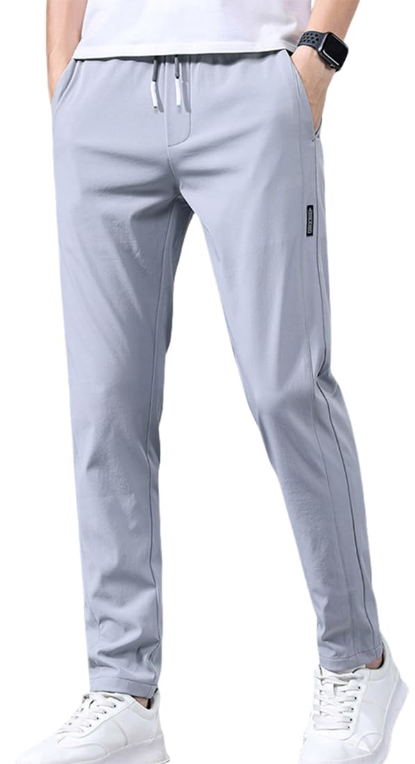 【送料無料】[AYISTELU] チノパン メンズ ズボン 接触 冷感 カジュアル パンツ スリム ストレッチ スキニーパンツ 大きいサイズ ズボン 美脚 涼しい 速乾 ボトムス 夏服 色：ライトグレー、サイズ：2XL