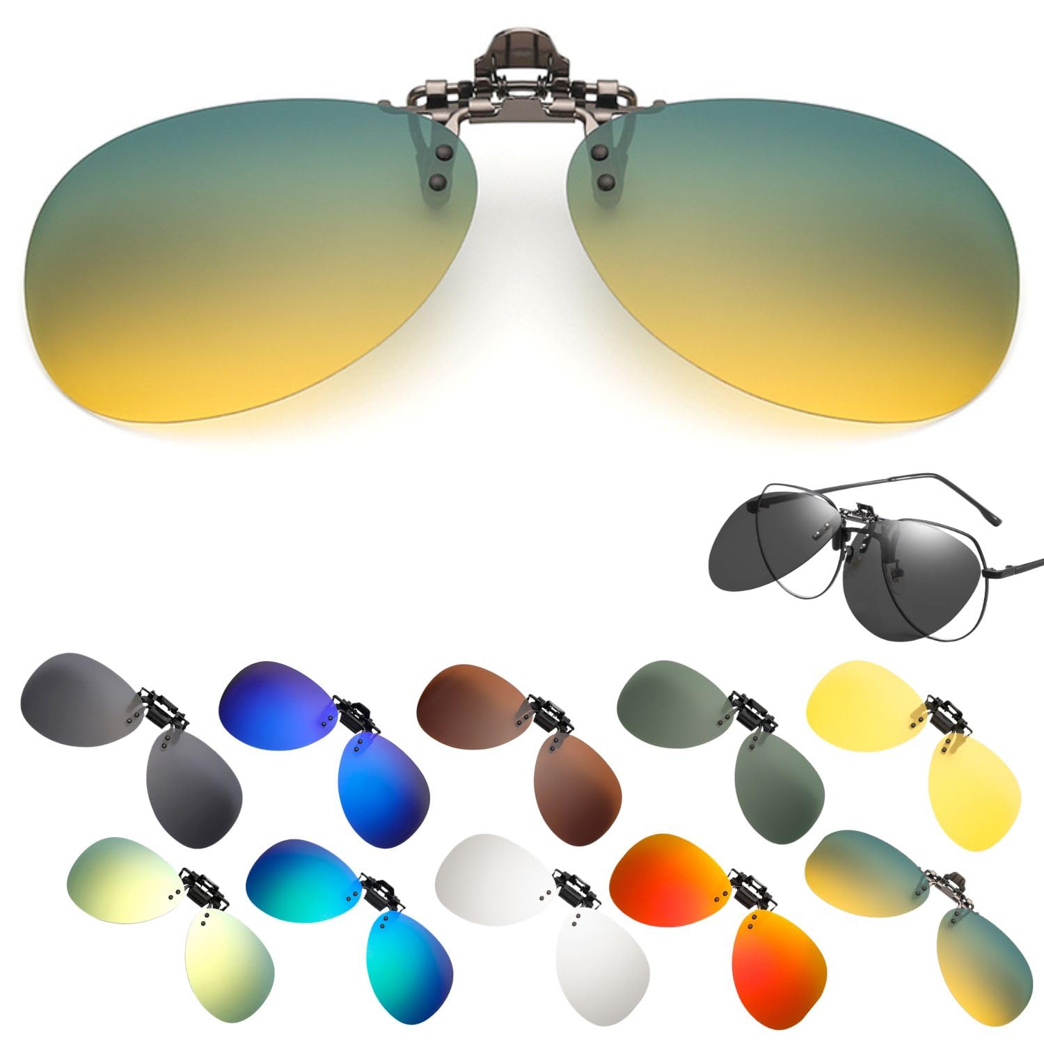 【送料無料】[TIMYU] サングラス 前掛けクリップ式 ボストンメガネ UVカット 偏光 紫外線カット メンズ..