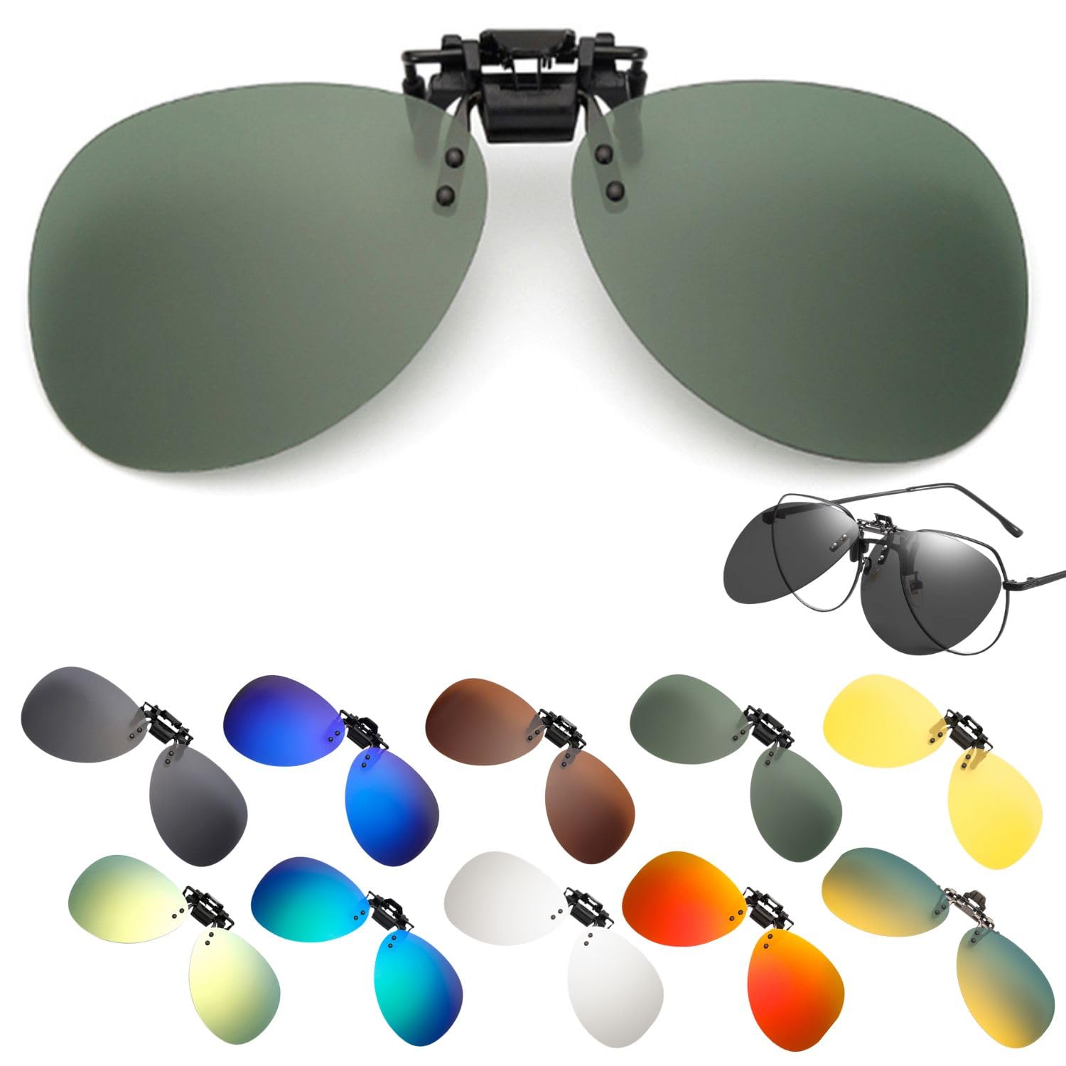 【送料無料】[TIMYU] サングラス 前掛けクリップ式 ボストンメガネ UVカット 偏光 紫外線カット メンズ..