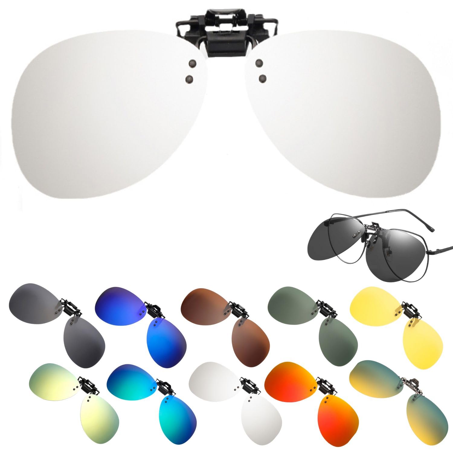 【送料無料】[TIMYU] サングラス 前掛けクリップ式 ボストンメガネ UVカット 偏光 紫外線カット メンズ..