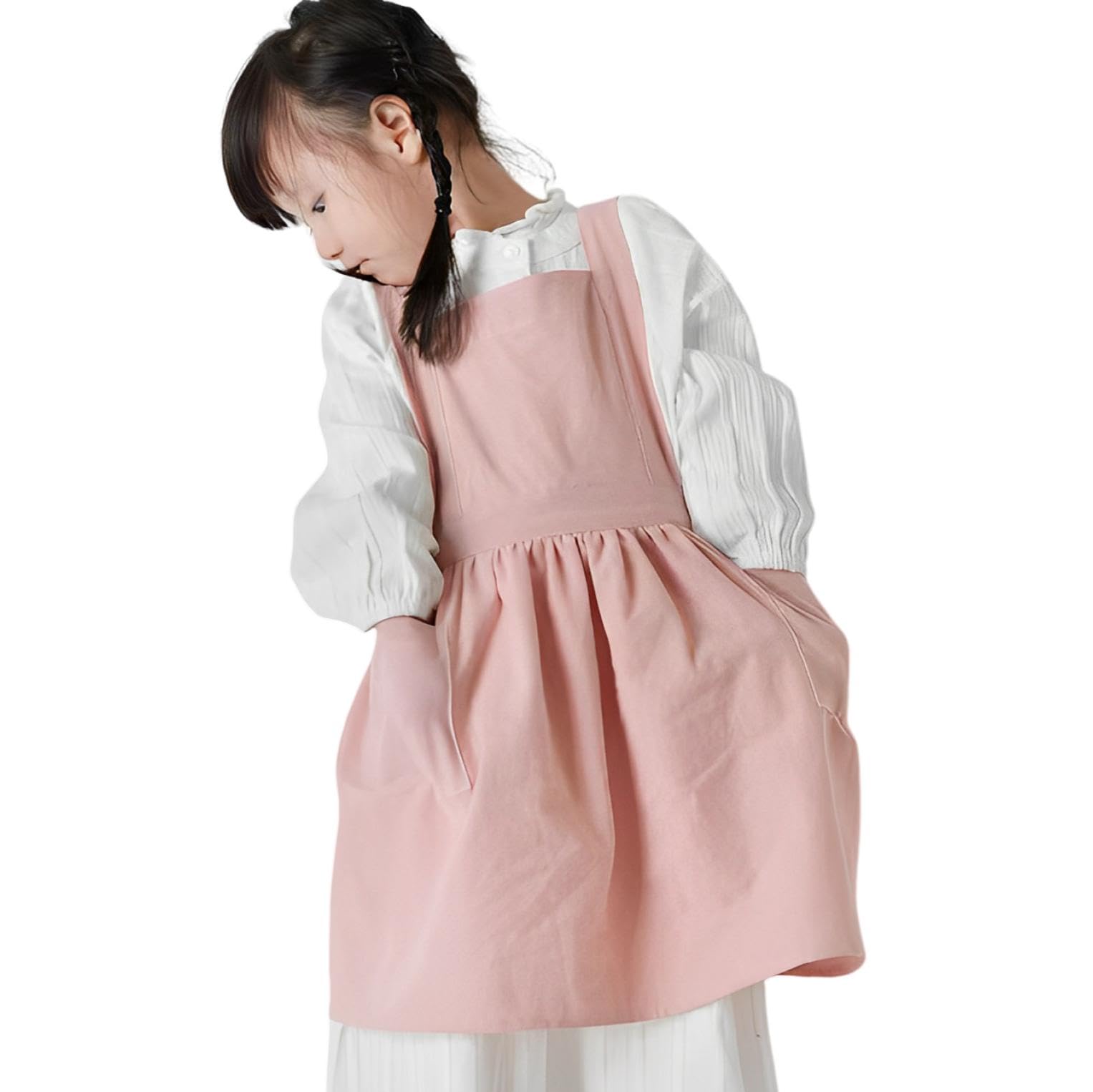 【送料無料】[fogman] エプロン 子供 小学生 子供用エプロン キッズ 無地 男の子 女の子 学校 色：ピンク、サイズ：Free Size