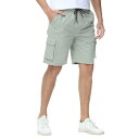 【送料無料】ハーフパンツ メンズ カーゴパンツ ショートパンツ 大きいサイズ 夏 5分丈 半ズボン 調整紐 おしゃれ カジュアル 登山 ゴルフ アウトドア 色:グレーグリーン、サイズ:30