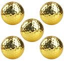 【送料無料】VIEAURA ゴルフボール ゴールド 【5個セット】 金色 プレゼント コンペ 景品 面白グッズ 始球式 色:ゴールド
