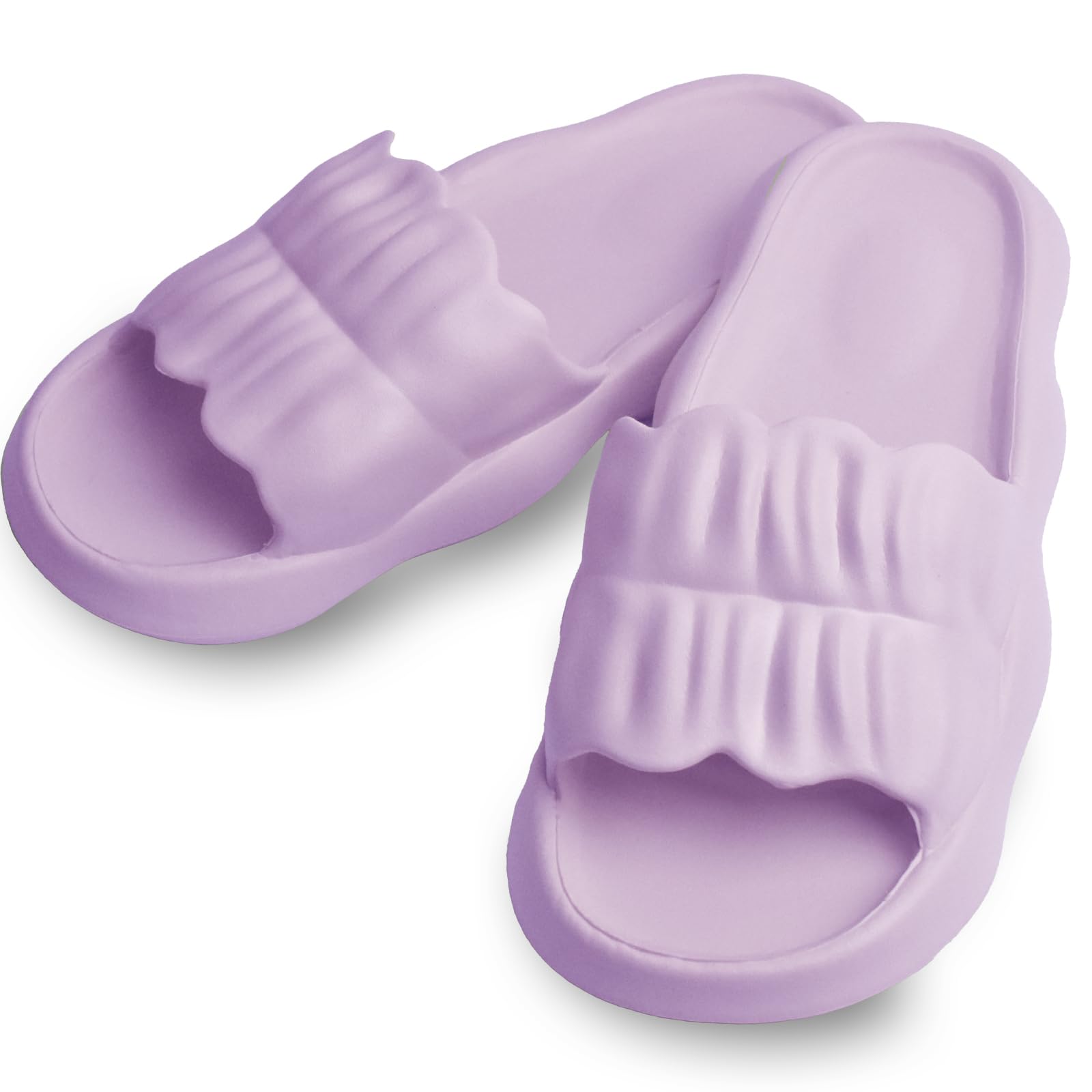 【送料無料】[ALVEIN] スリッパ サンダル マシュマロ ベランダサンダル フリル マカロン 厚底 室内 静音 EVA 滑りにくい もこもこ ふわふわ 柔軟性 通年 クッション性 ルームシューズ ユニセックス トイレ 色：パープル、サイズ：25.5 cm
