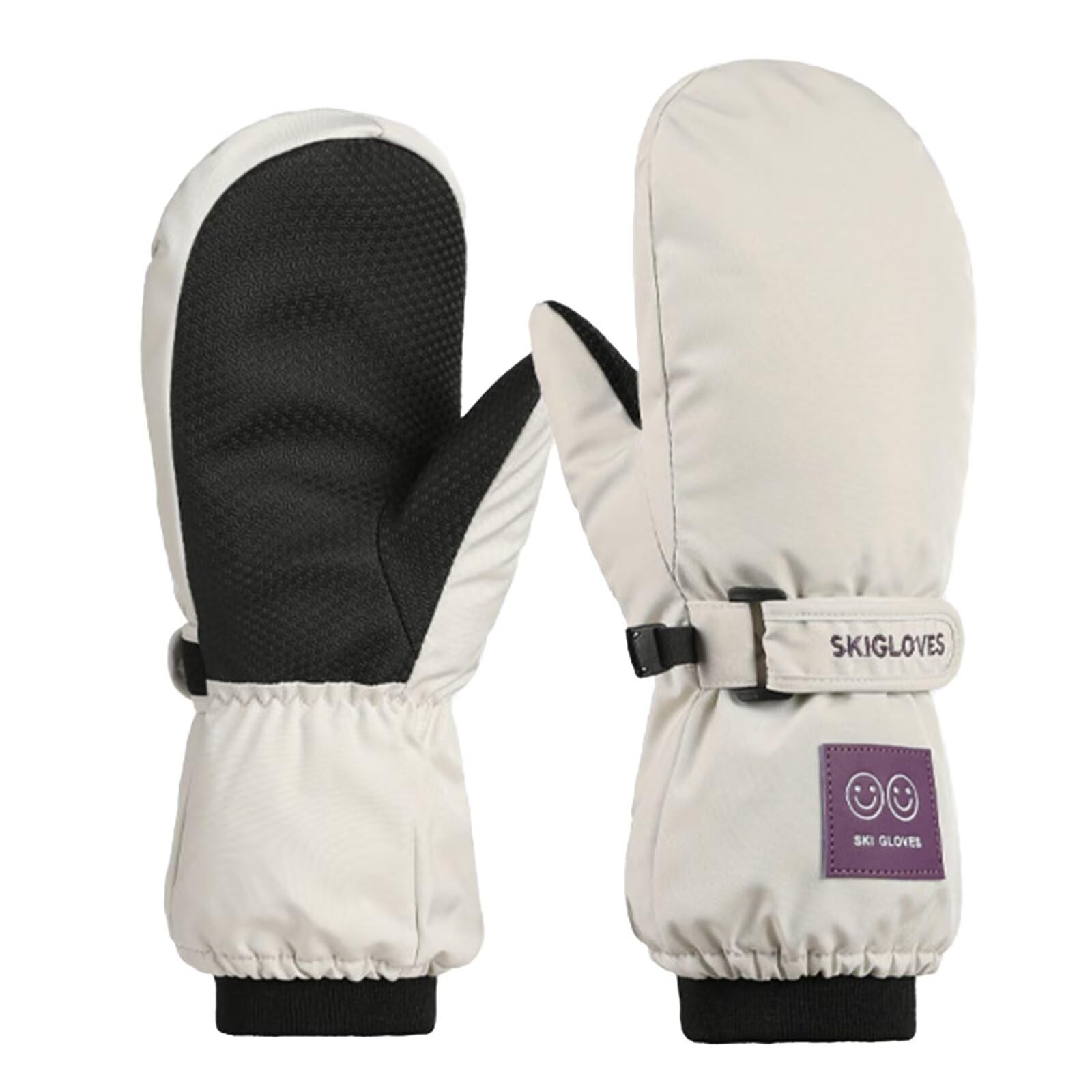 【送料無料】[LEZOOY] スノーボード スキーグローブ キッズ ミトンタイプ 子供 6-12歳 スキー スノー グローブ 防寒手袋 防水 防風 保温 耐磨耗性 滑り止め 女の子 男の子 通学 スキーバイク 雪遊び アウトドア 色：ホワイト、サイズ：ワンサイズ