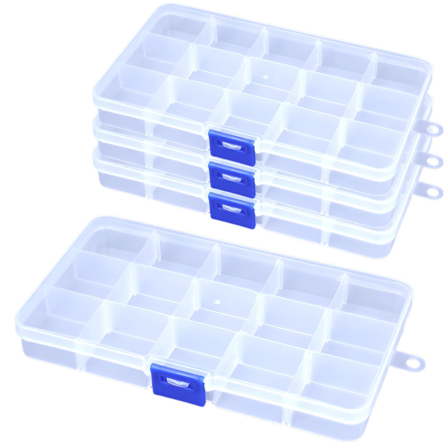 【送料無料】fogman パーツケース 小物ケース マス目 取り外し 収納ケース 仕切り 4個セット 色：3×5マス