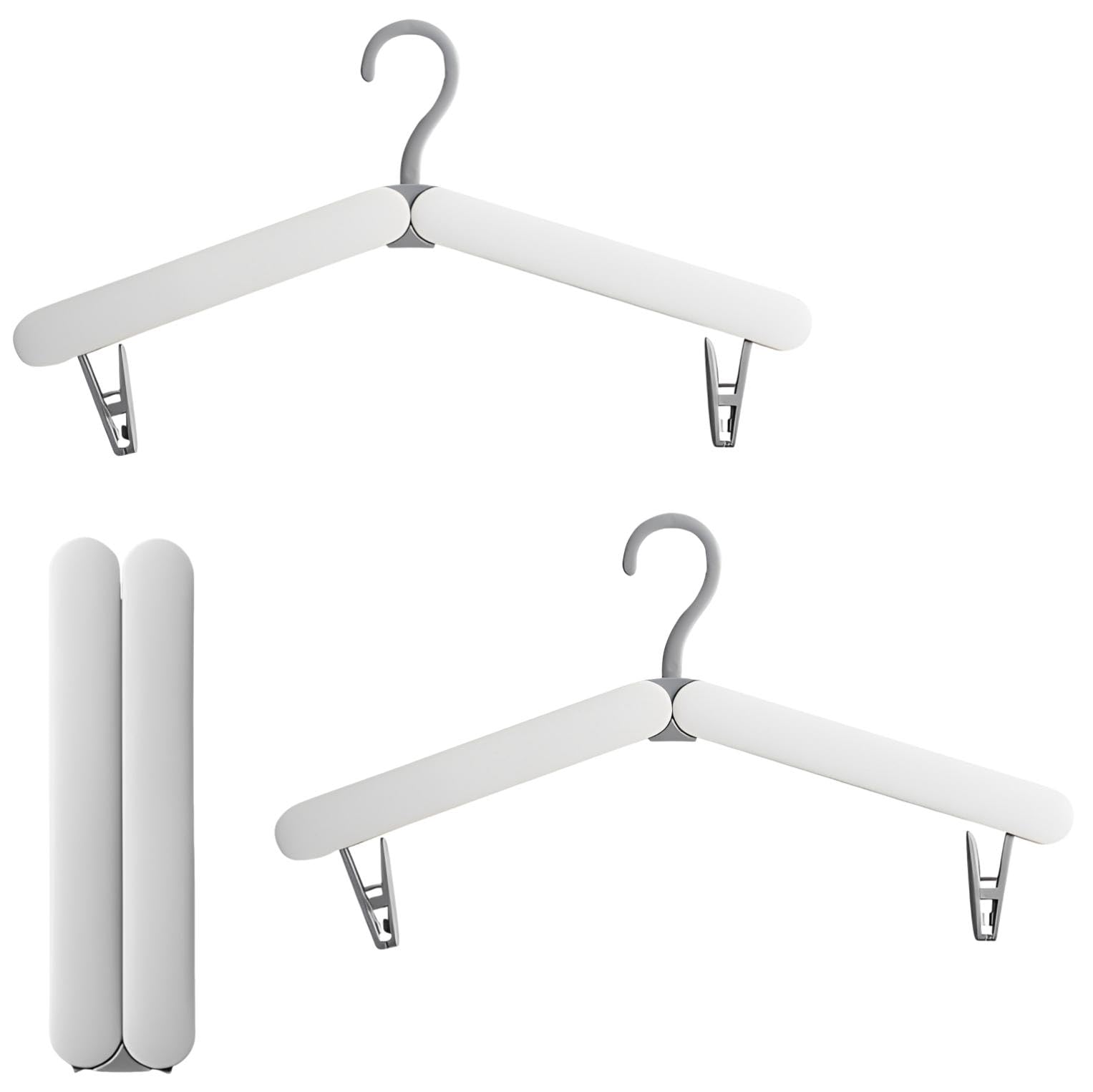 【送料無料】fogman 折りたたみハンガー 旅行用ハンガー 持ち運び 携帯 軽量 コンパクト 2個セット 色:ホワイト、サイズ:Medium
