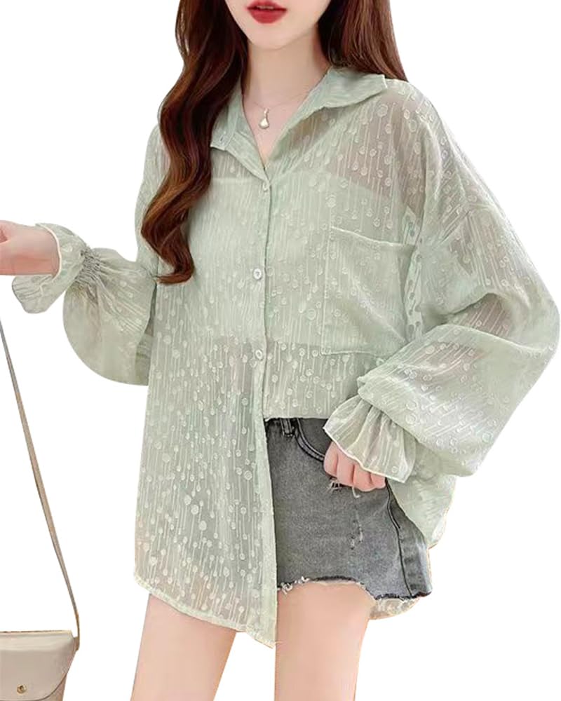 【送料無料】[Collecala] シアーシャツ カーディガン 夏UVカットシャツ 長袖shirt 日焼け止め 透け サ..