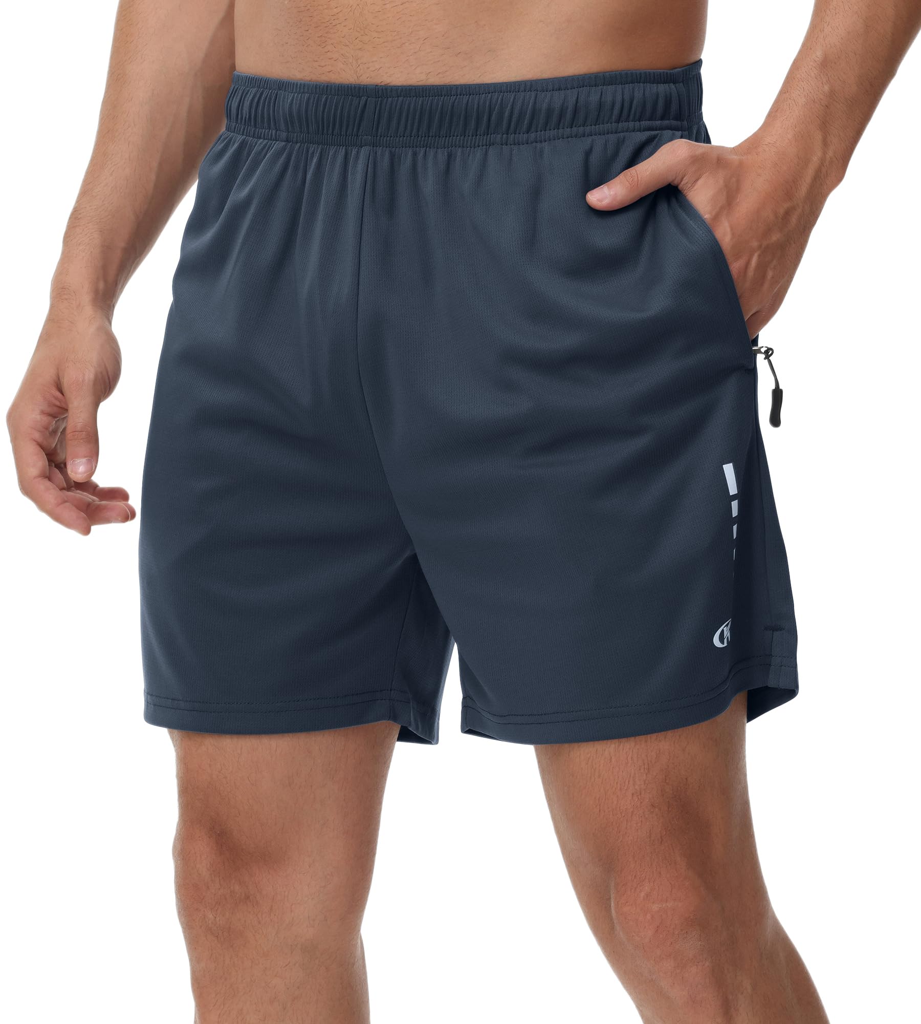 【送料無料】ハーフパンツ メンズ スポーツ ショートパンツ 速乾 通気 短パン トレーニングショーツ 半スボン ジップアップポケット 色:アッシュブルー、サイズ...