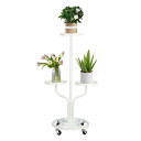 【送料無料】SmartMaster プランタースタンド 観葉植物 3段 園芸ラック 花棚 プランタースタンド 立体感フラワーラック 室内外兼用 アイアン 組み立てが簡単 指向性キャスター 庭、バルコニー 家 オフィス用 おしゃれ 飾り棚 ホワイト 高さ88 cm (3階)