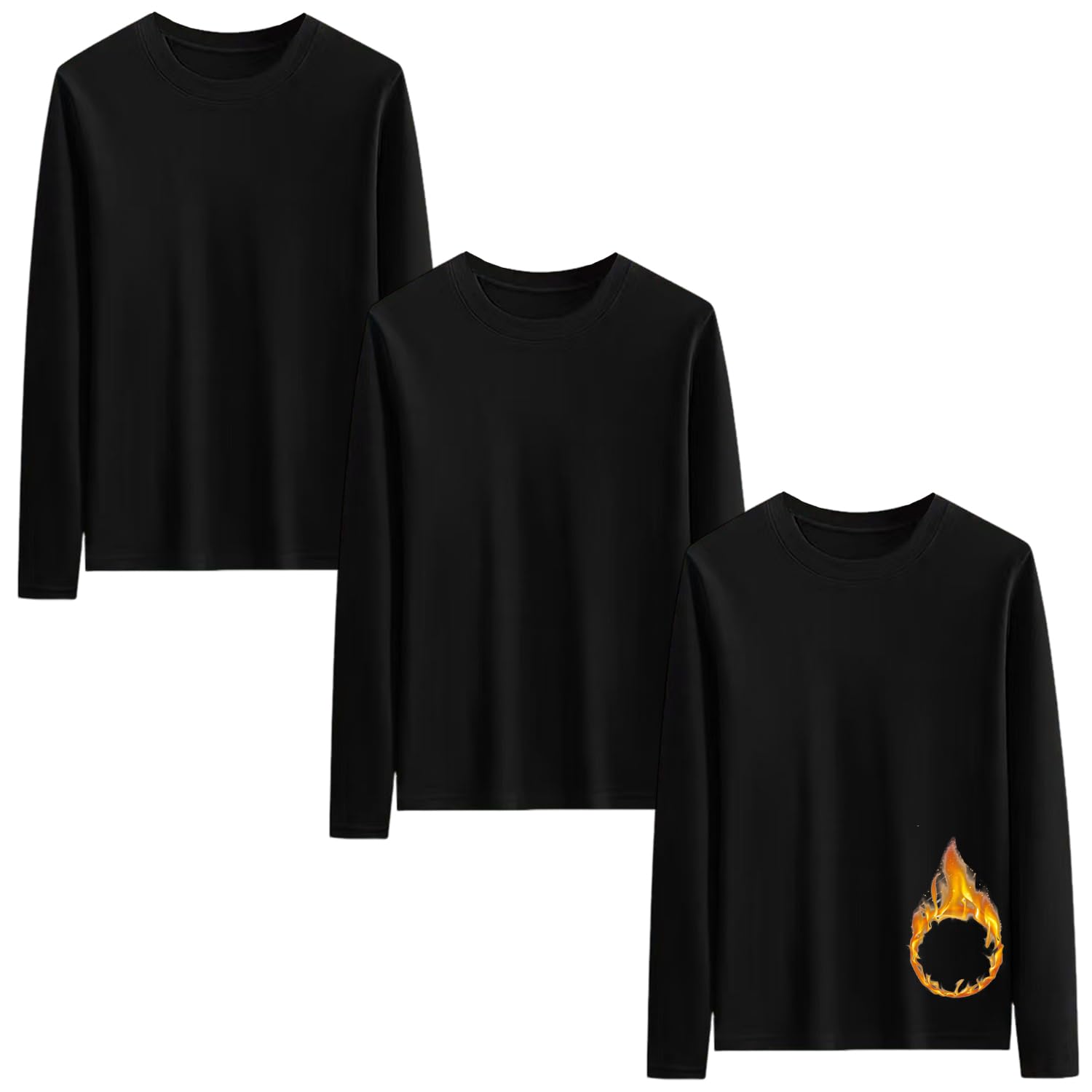 【送料無料】Hisitosa インナーシャツ メンズ 長袖 3枚セット 5枚組 防寒 肌着 裏起毛 厚手 長袖tシャツ 丸首 軽くて暖かい 冬服メンズ ストレッ...