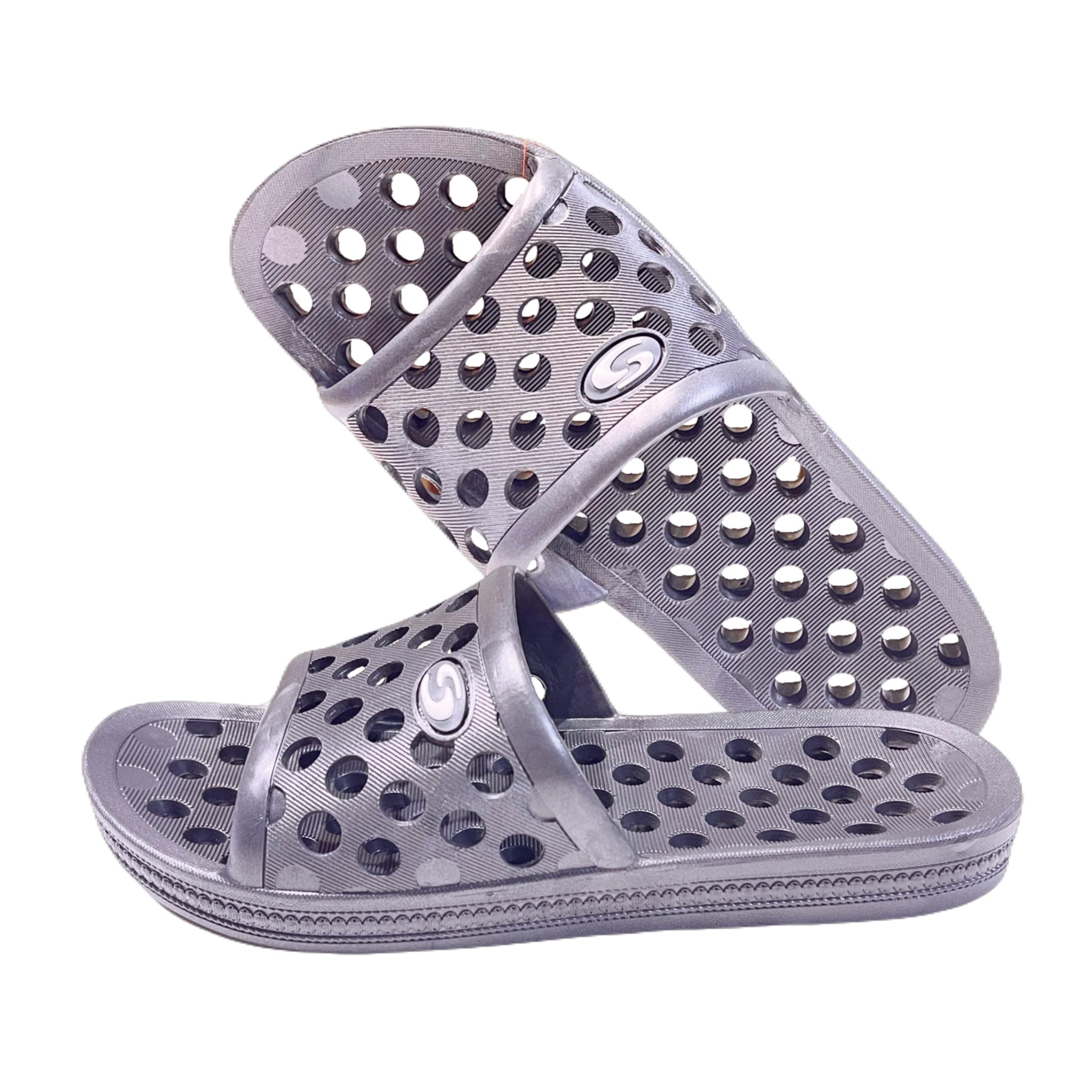 【送料無料】[ONESORA] ベランダサンダル 浴室サンダル 室内履き用 来客用 オフィス用 PVC素材 穴あきスリッパ 色：ダークグレー M 約26.5cm、サイズ：M