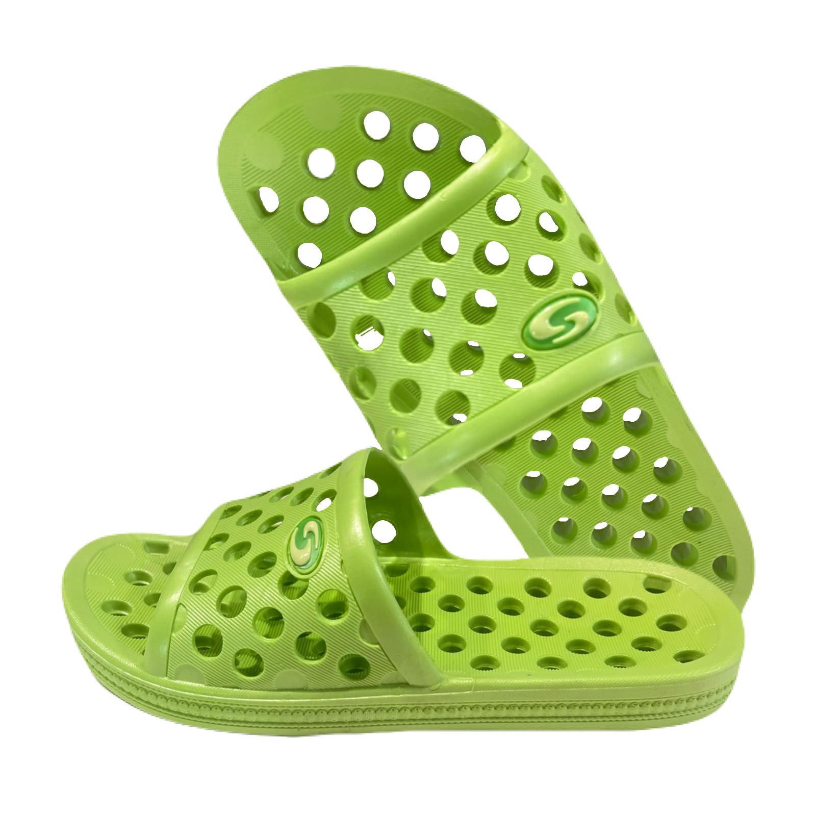 【送料無料】[ONESORA] ベランダサンダル 浴室サンダル 室内履き用 来客用 オフィス用 PVC素材 穴あきスリッパ 色：グリーン L 約27.5cm、サイズ：M