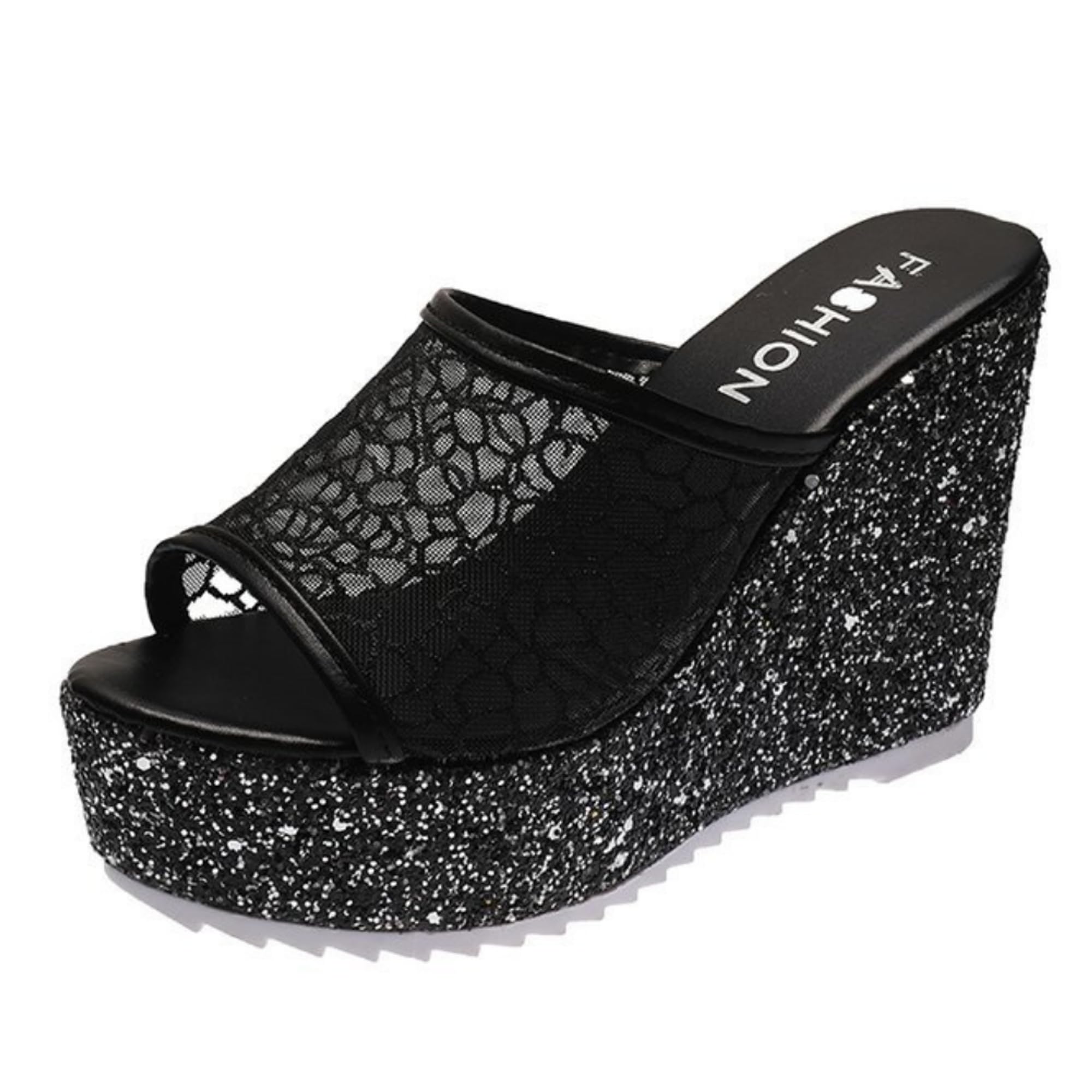 【送料無料】[ALVEIN] サンダル 厚底 シースルー ミュール ウェッジソール ラメ レディース ヒール グ..